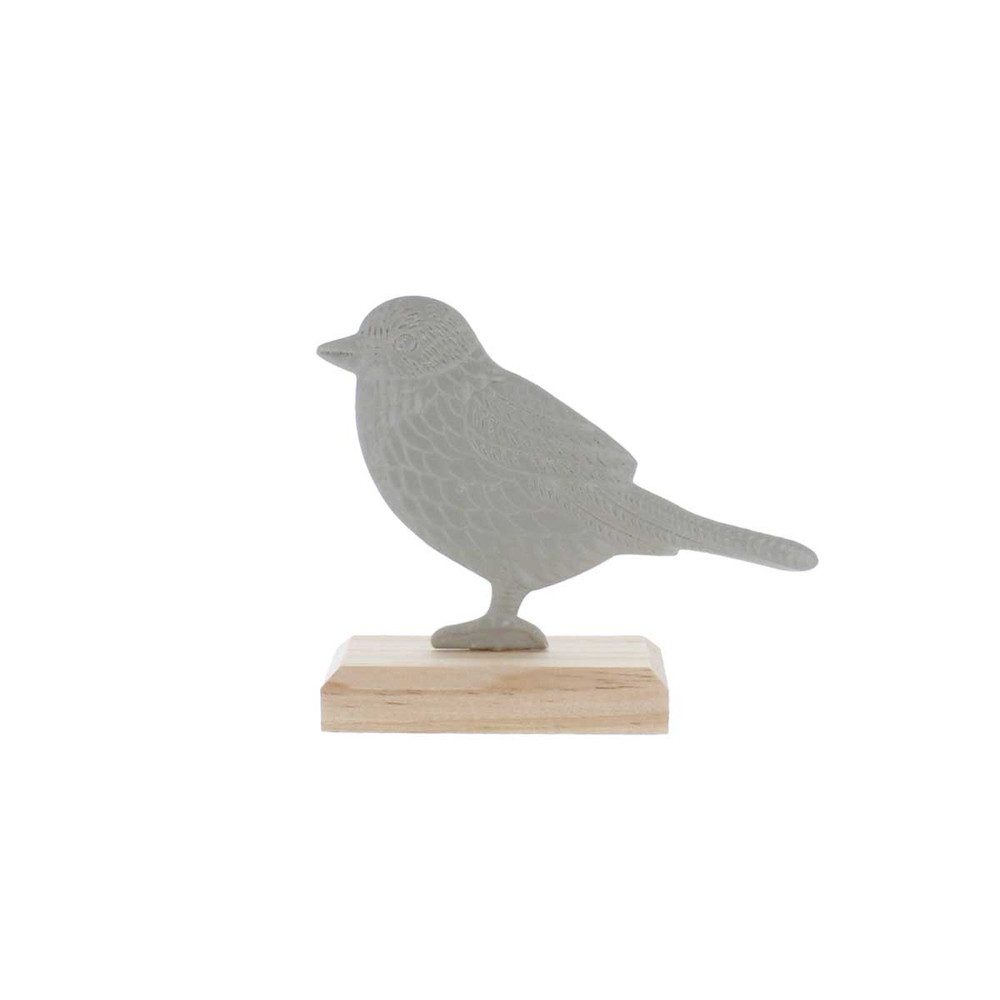 MICA Dekofigur Standdeko - Vogel - grau/braun - ca. 12 x 10 x 4 cm