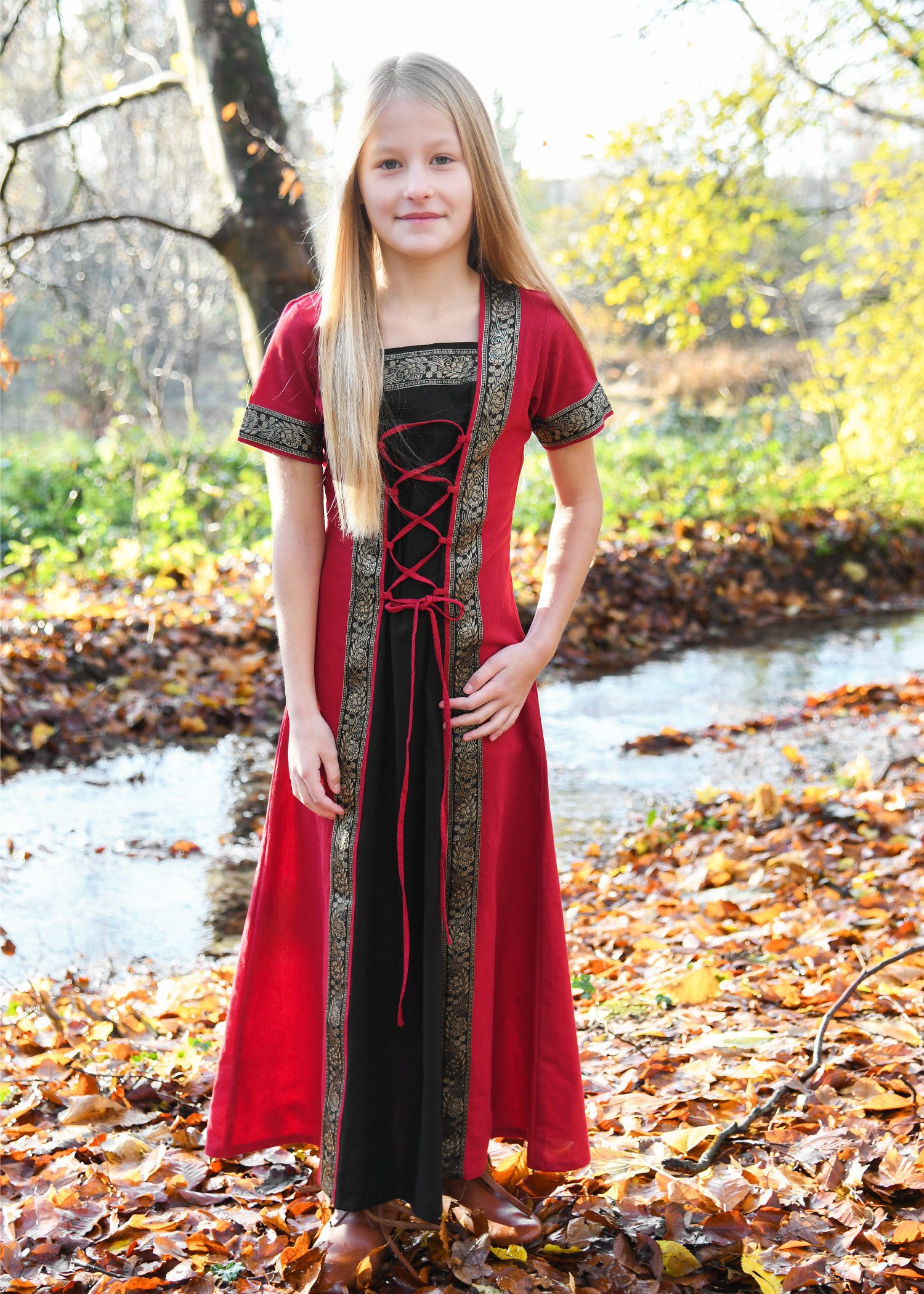 Battle Merchant Burgfräulein-Kostüm Kinder Fantasy-Mittelalterkleid rot-schwarz "Eleanor"