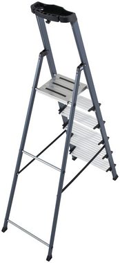 KRAUSE Stehleiter Securo, Alu eloxiert, 1x6 Stufen, Arbeitshöhe ca. 330 cm