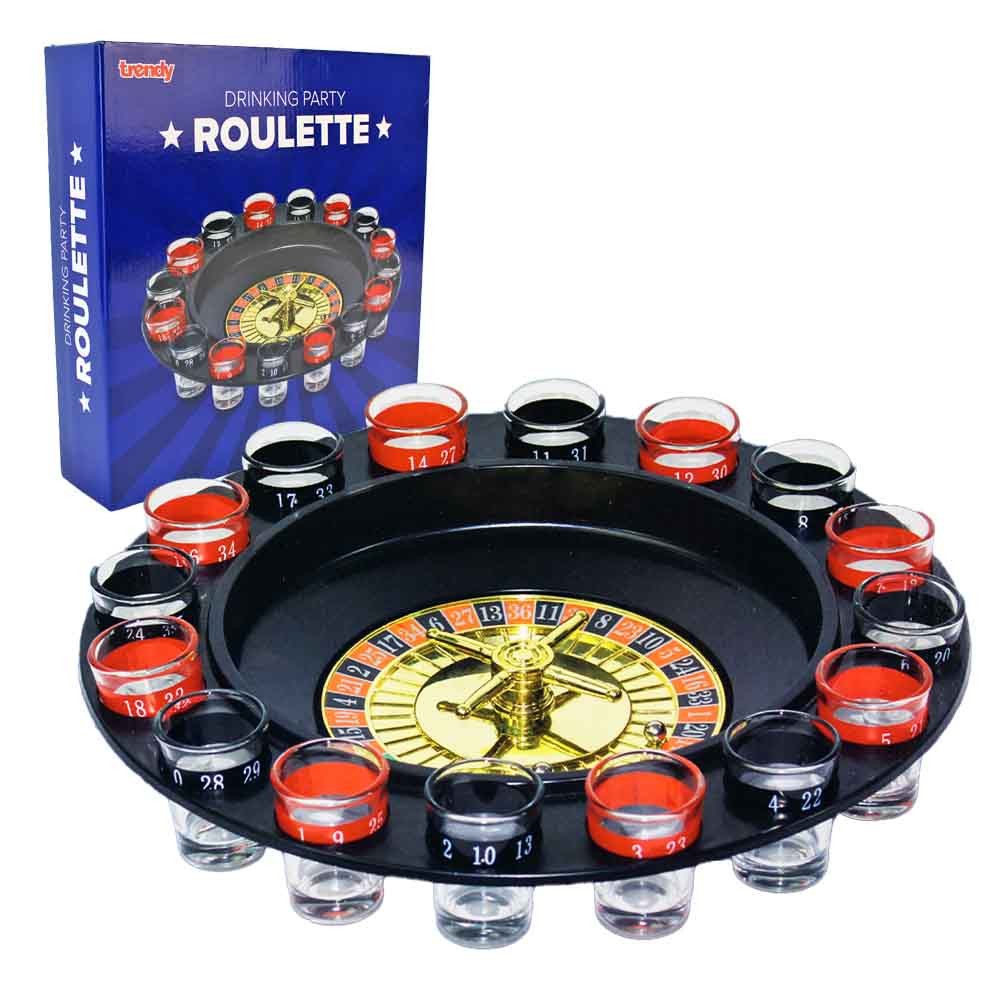 BEMIRO Gläser-Set Roulette-Trinkspiel – Ø 30 cm – Mit 16 Shotgläsern 15 ml Partyspiel, 18-tlg.