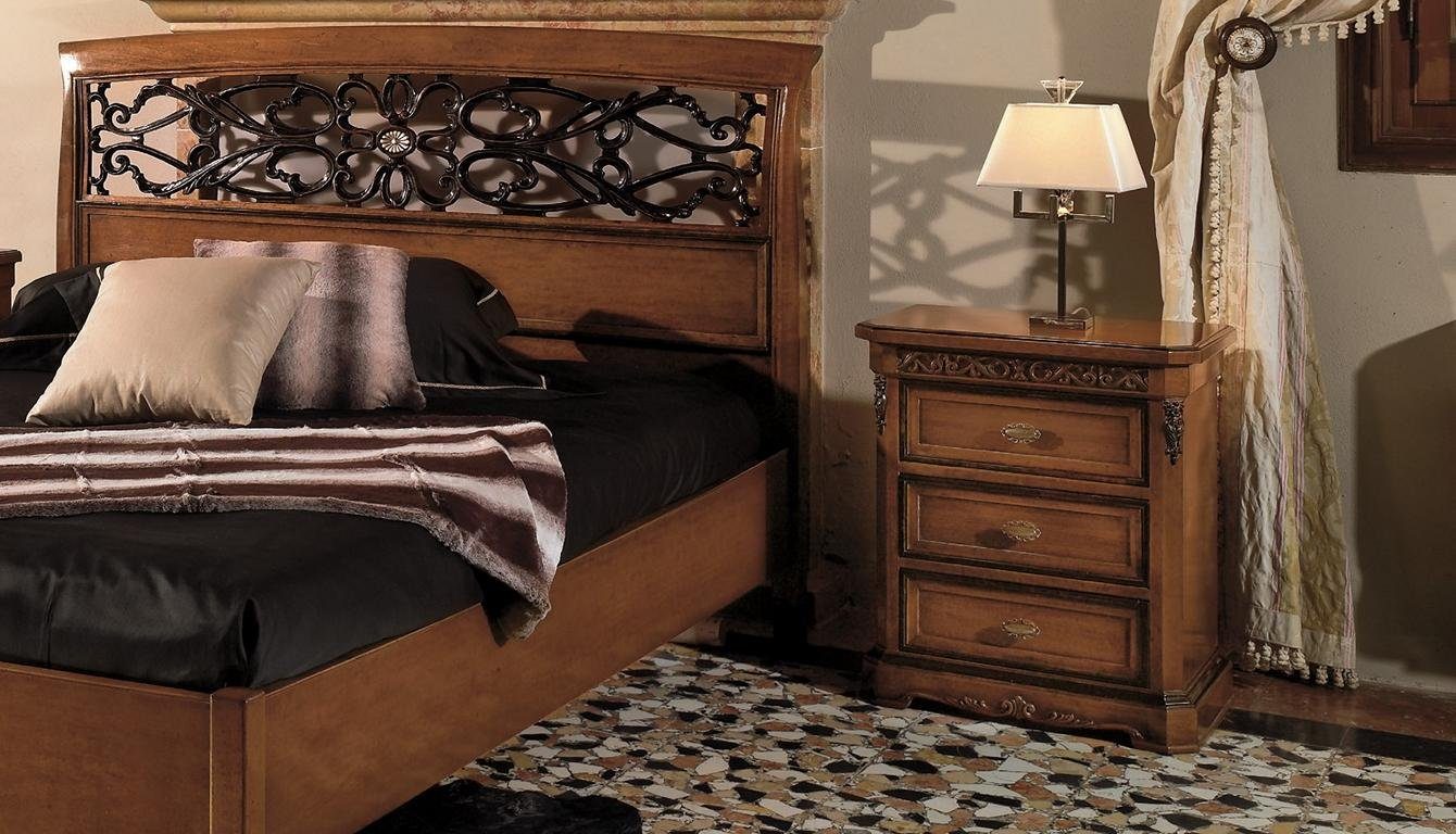 JVmoebel Schlafzimmer-Set, Schlafzimmer 3tlg Italienische Garnitur Holz Möbel Möbel Nachttisch