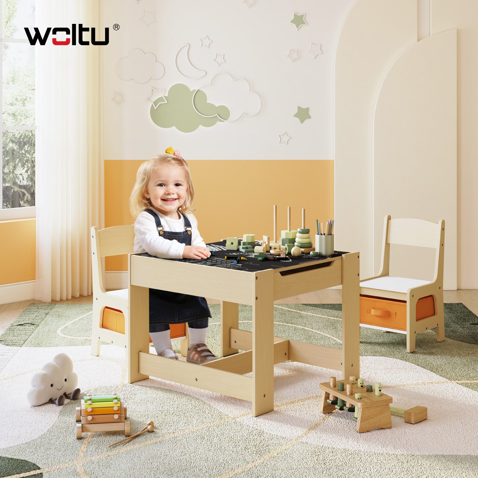 Woltu Kindersitzgruppe, (1-tlg), Maltisch Kindermöbel, Tischplatte günstig online kaufen