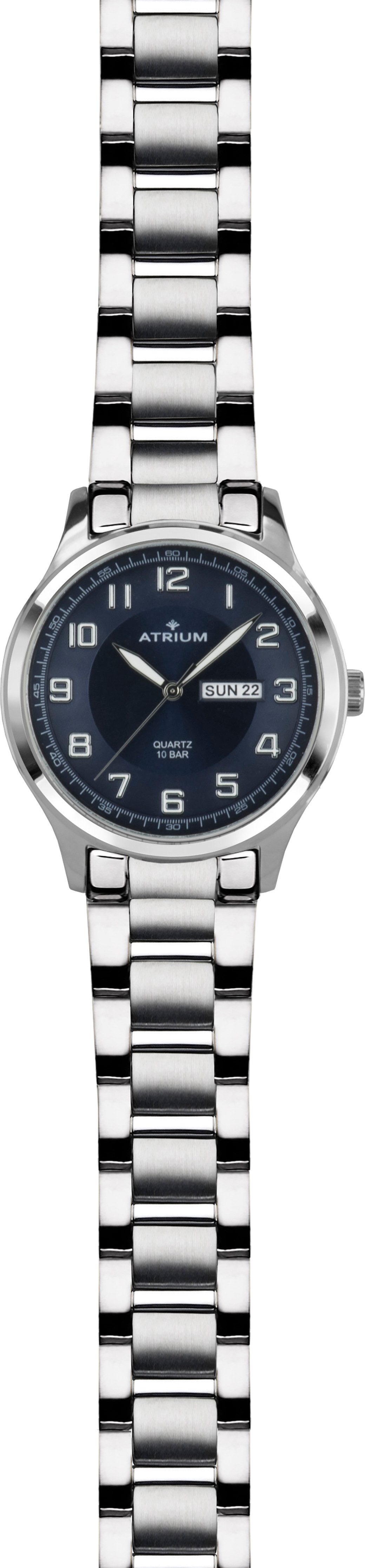 Atrium Quarzuhr A39-35, Armbanduhr, Herrenuhr, Edelstahlarmband, analog, Wochentag, Tag