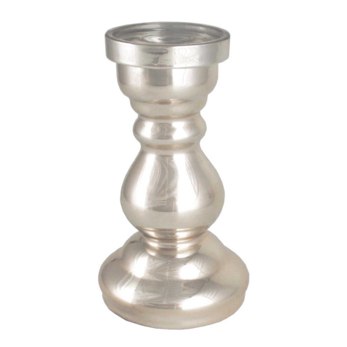 Kerzenhalter 440s Glas-Kerzenhalter weißgold-glänzend ca 18 cm H