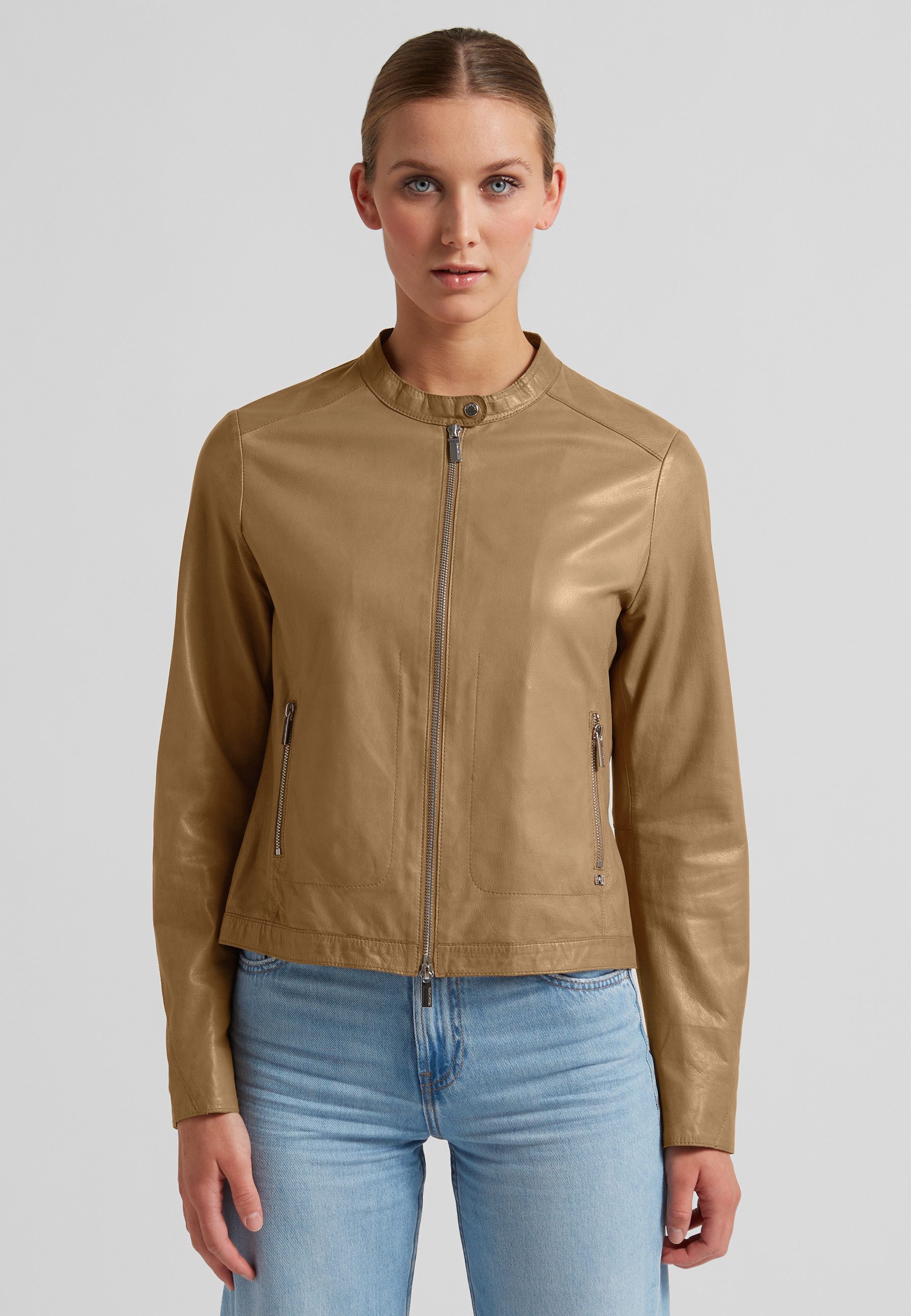 Milestone Lederjacke MSJill Damen Bikerjacke Jacke Leder klassisch normale Passform