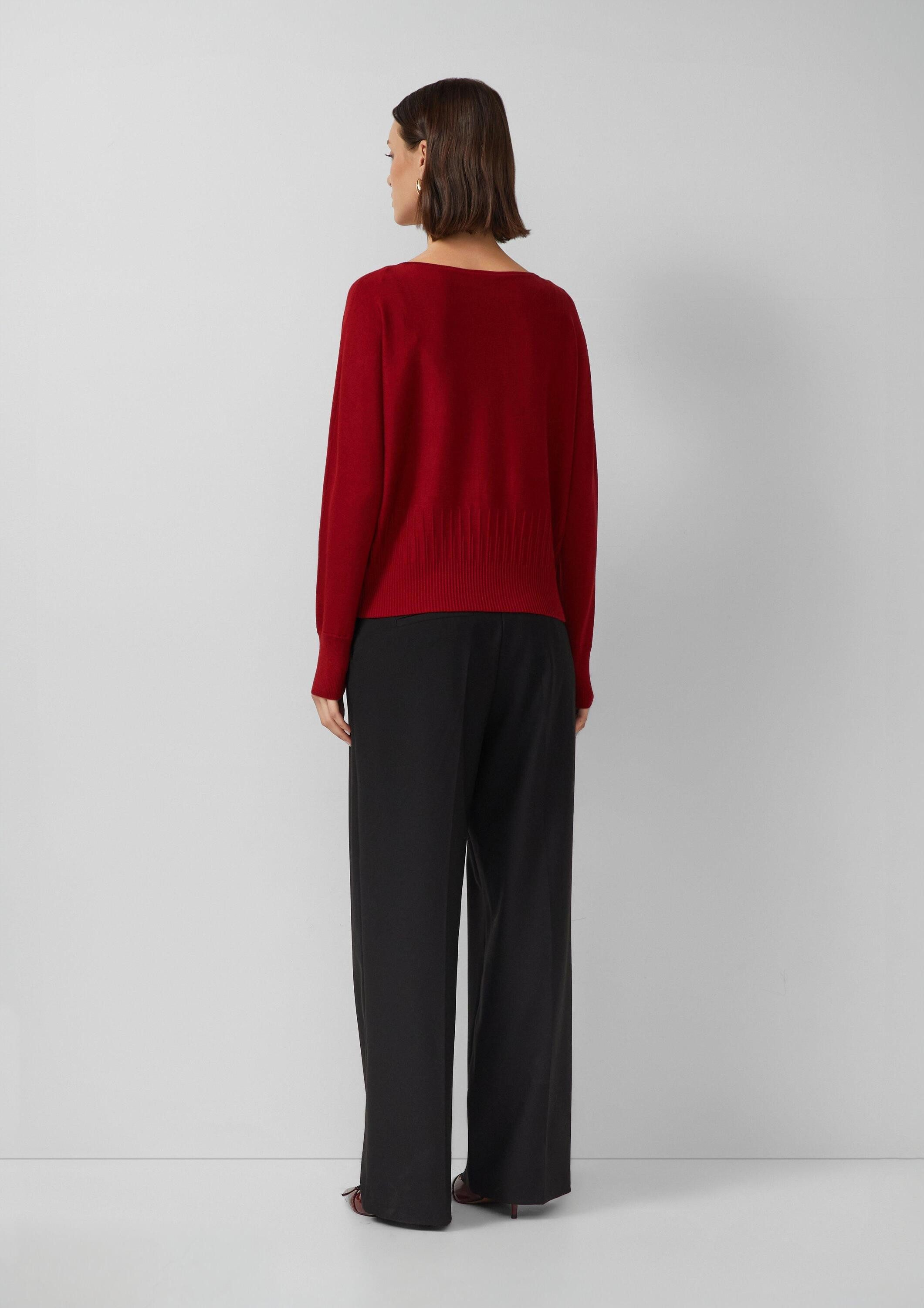 s.Oliver Longpullover Strickpullover Feinstrick-Pullover mit Strukturmuster am Saum