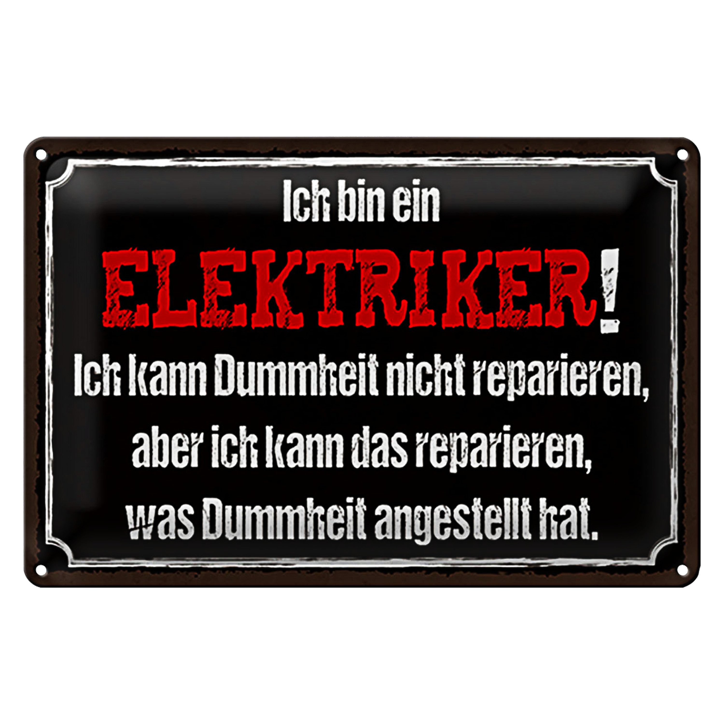 Roomando Metallschild Spruch 18x12cm bin Elektriker kann reparieren günstig online kaufen