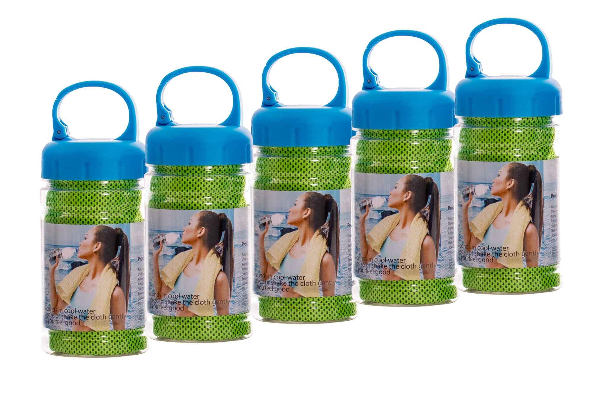 Muxel Massagerolle 5 X Cool Down Towel Eis Kuhltuch bei Sport und Fitness Sporthandtuch 5 tlg