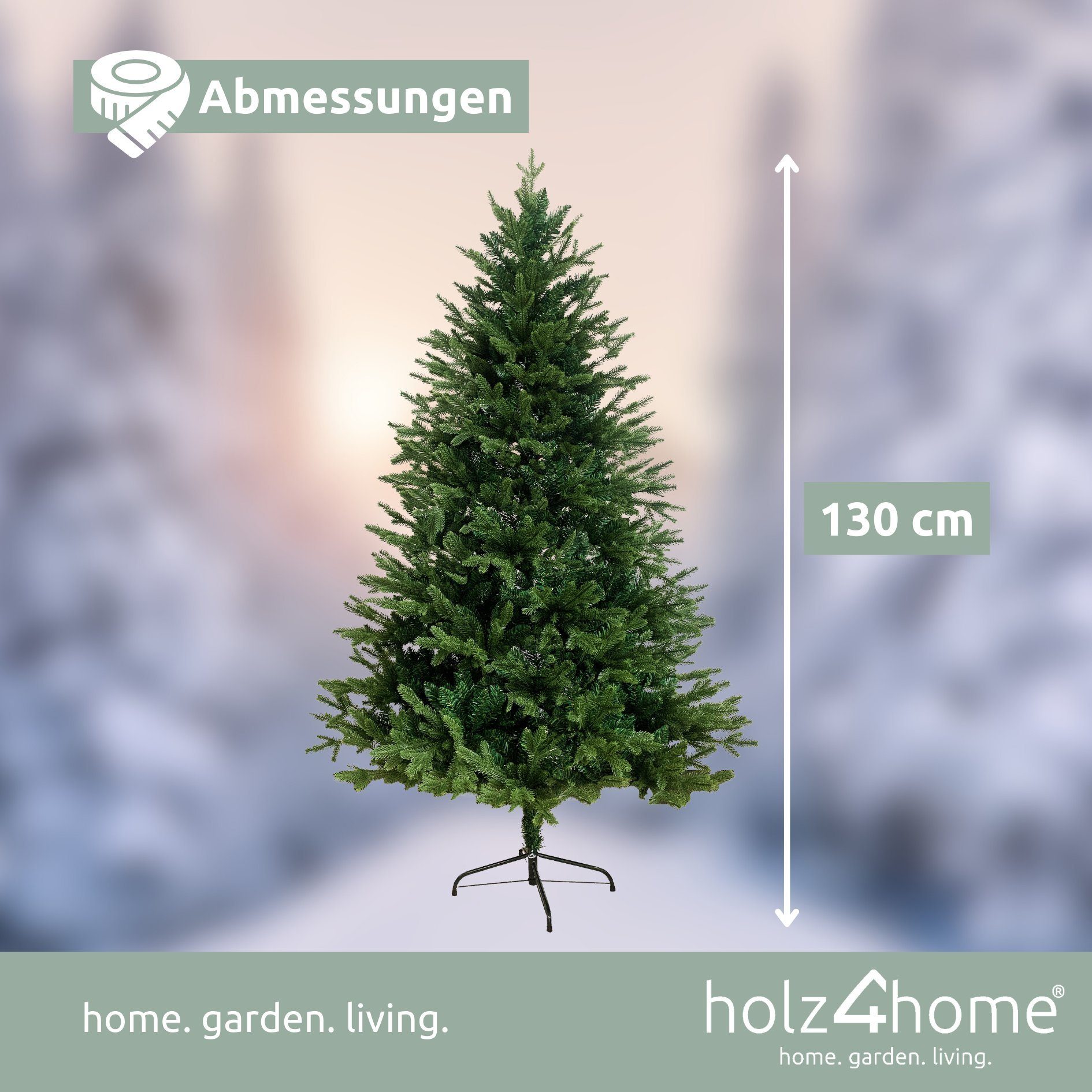 130 Künstlicher PE PVC, Weihnachtsbaum + 280 holz4home Weihnachtsbaum cm, Spitzen Künstlicher