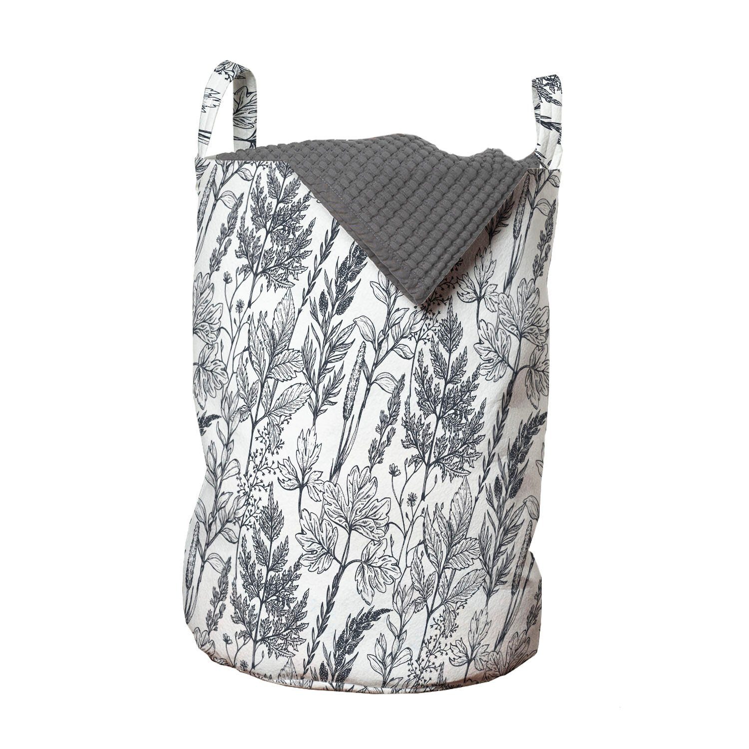 Abakuhaus Wäschesäckchen Wäschekorb mit Griffen Kordelzugverschluss für Waschsalons, Botanisch Umreißen Waldlaub