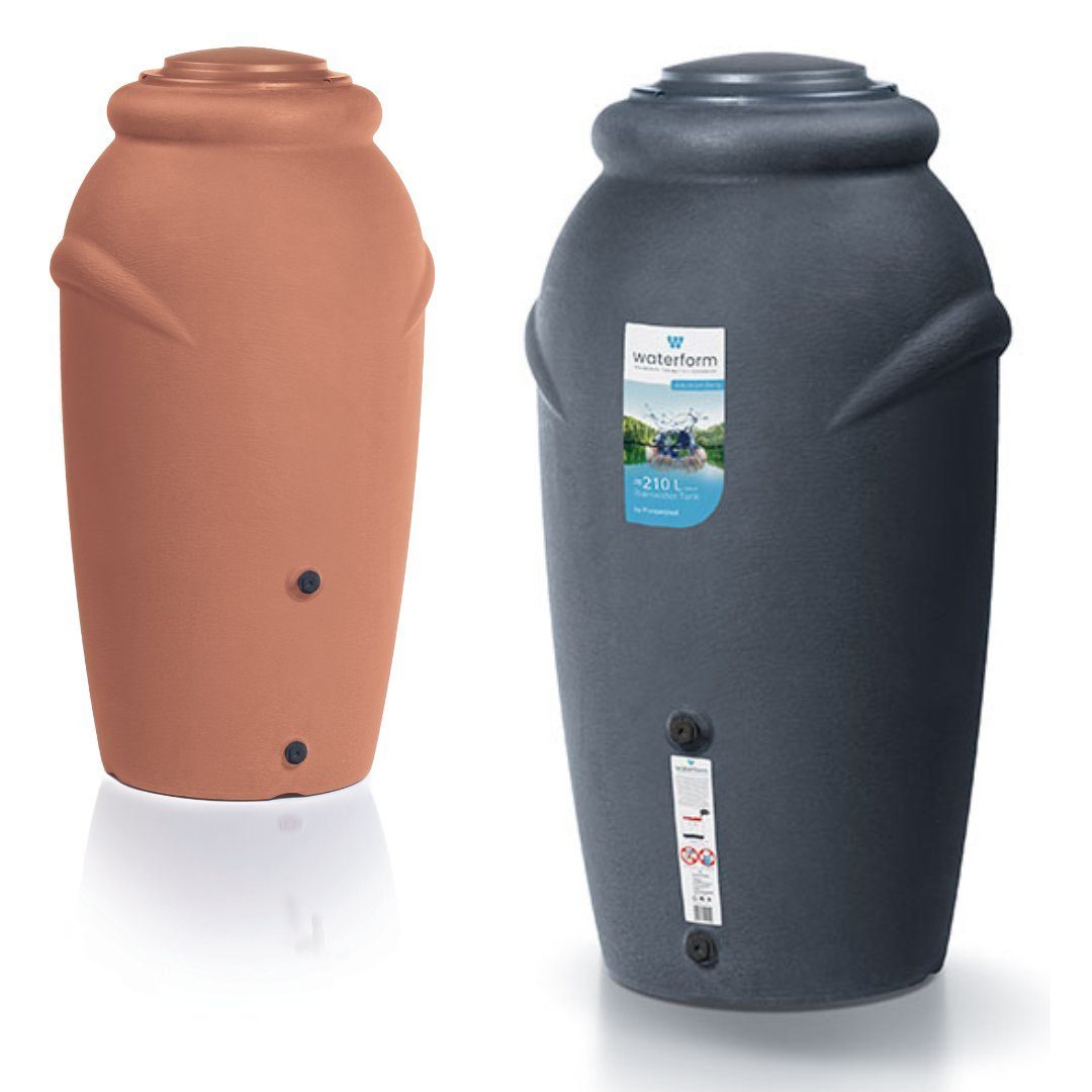 Prosperplast Regentonne Regentonne Regenwassertonne Regenbehälter 210L Amphore, Abnehmbarer Deckel, Schnelle und einfache Installation