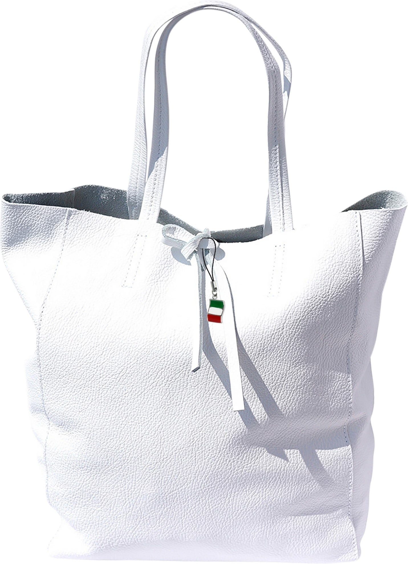 Schultertasche Florence ital. Echtleder Shopper weiß