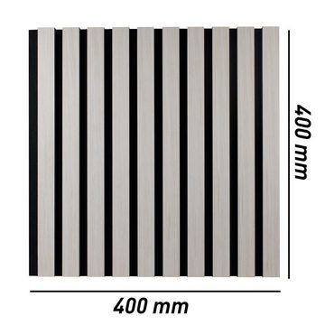 PROVISTON 3D Wandpaneel 400 x 400 mm, Akustik 3D Paneele, Holzlamellen Furniert, Eiche hell