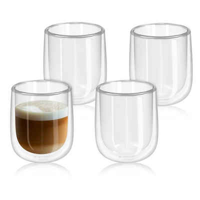 Navaris Gläser-Set 4x doppelwandige Gläser 350ml - Thermogläser, Glas, 4x doppelwandige Gläser 350ml - Thermogläser