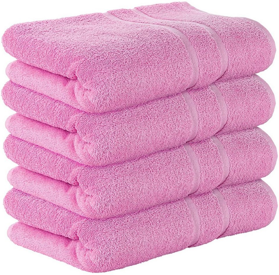 StickandShine Badetücher 4er Set Premium Frottee Badetücher 100x150 cm ROSA  500g/m² aus 100% Baumwolle (4 Stück) Frottee 100 x 150 Badetuch