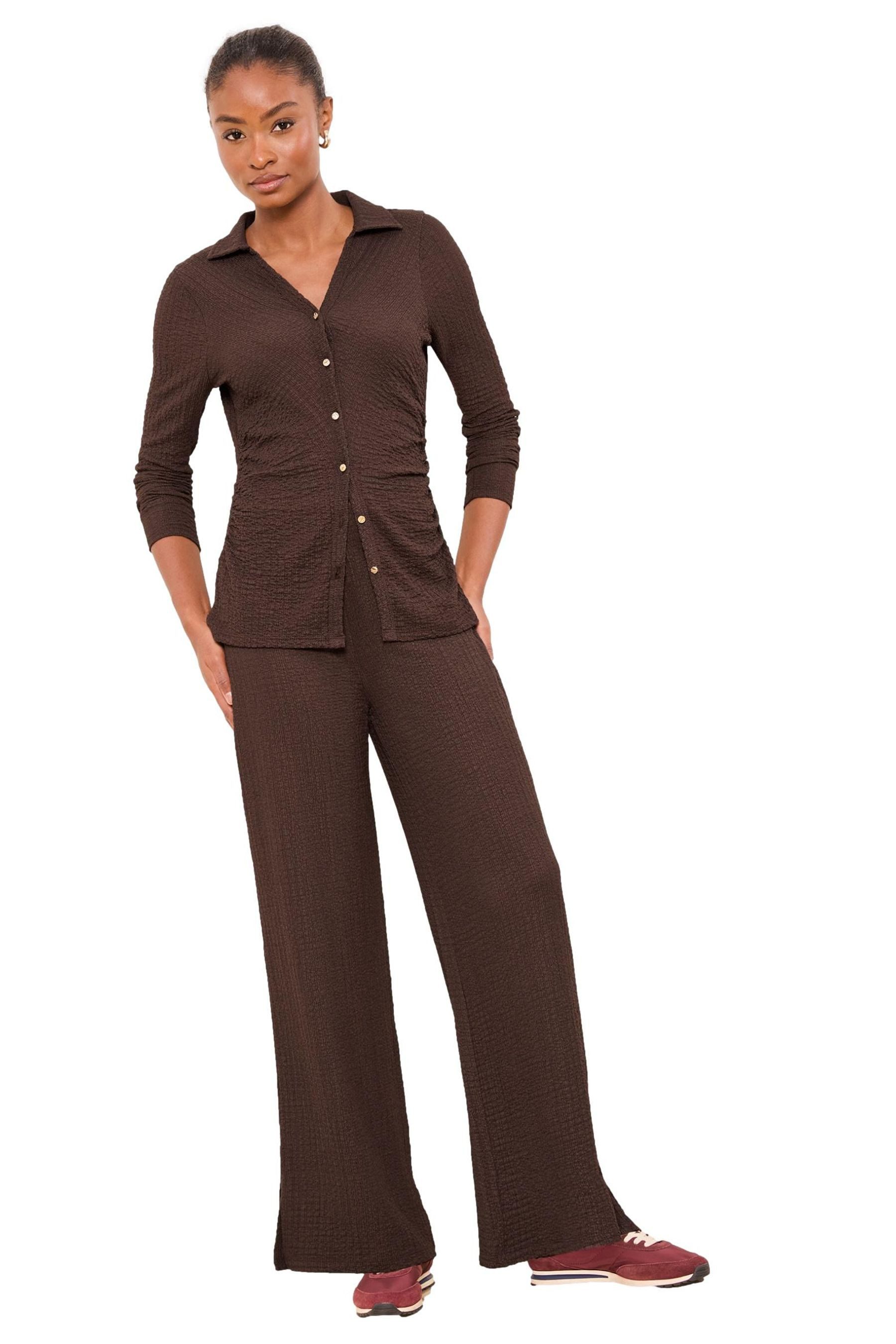 LIPSY Hemdbluse Lipsy taillierte Bluse in Knitteroptik, Regular (1-tlg)