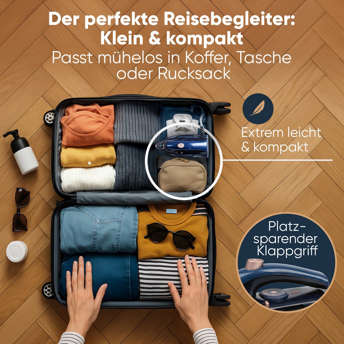 ProfiCare Dampfbügeleisen PC-DB 3125, Reisebügeleisen, Mini Bügeleisen, 800W