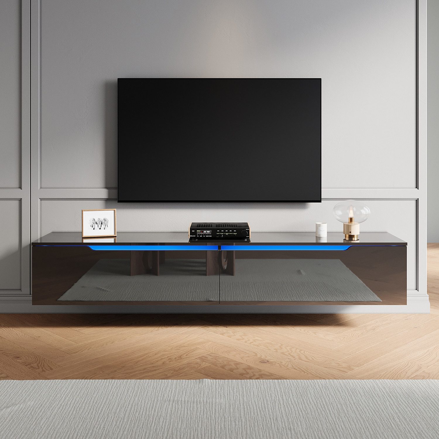 SONNI Lowboard Lowboard TV Hängend Weiß/ Schwarz TV Schrank in Wohnzimmer (Packung), 140-180cm tv schrank in wohnzimmer für 35''- 45'' Fernseher