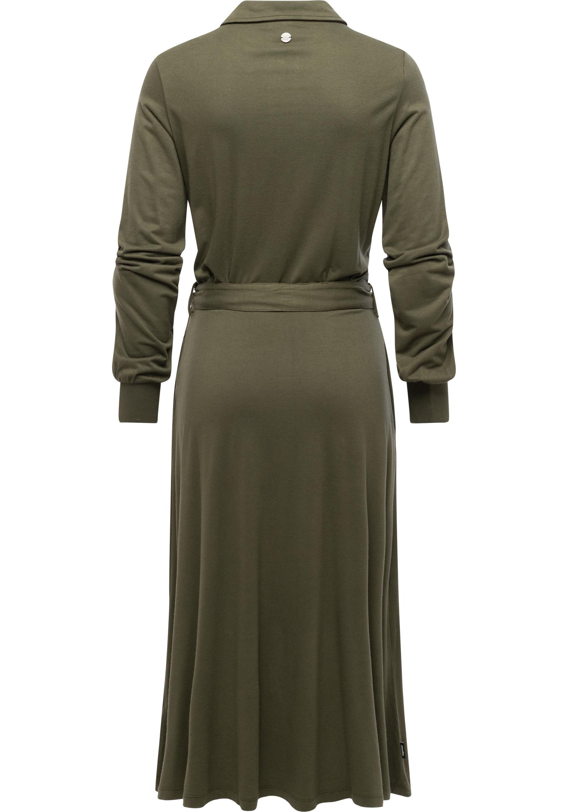 Ragwear Blusenkleid Plantee Modisches Damenkleid mit Taillengürtel