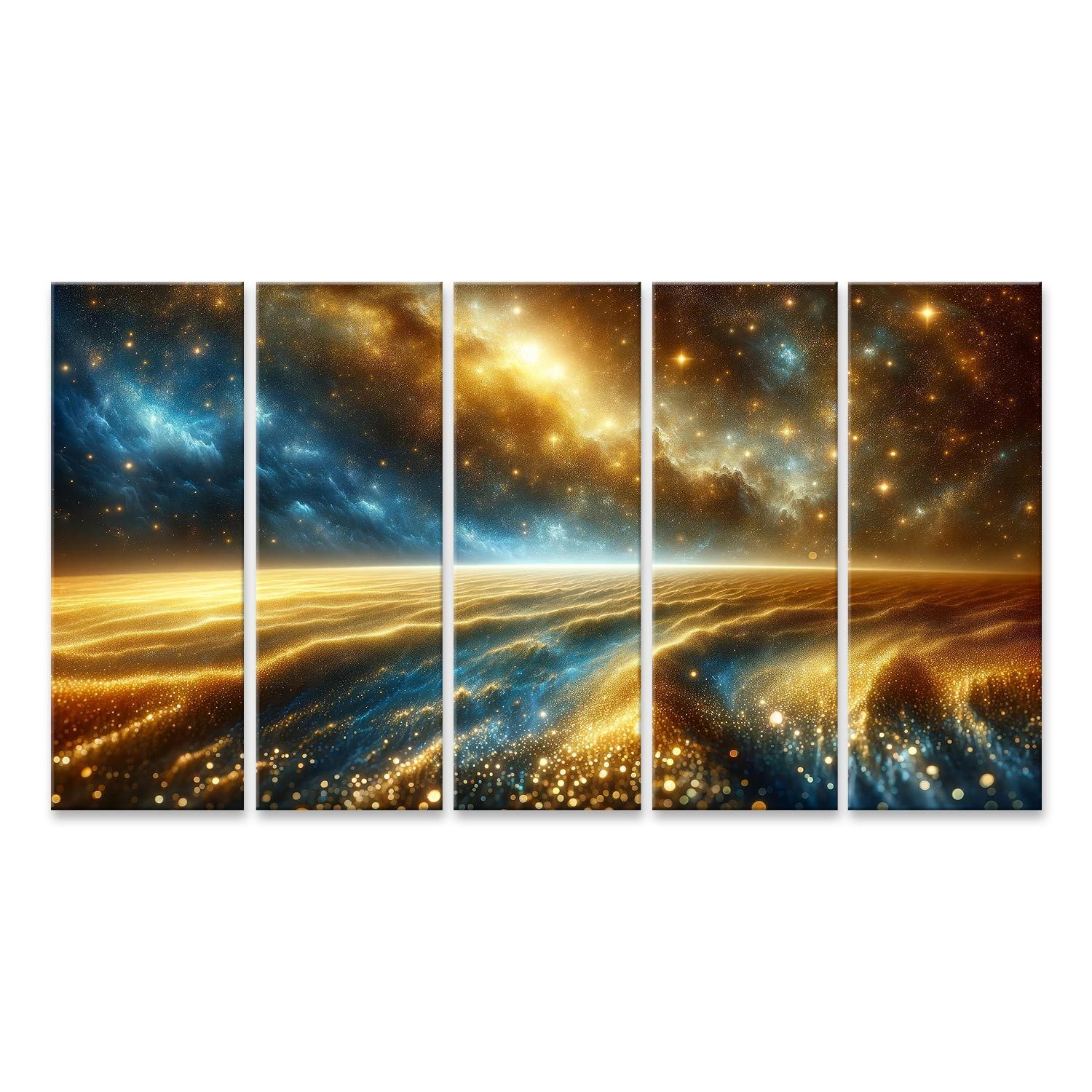 islandburner Leinwandbild Kosmischer Staub: Glitzernde Goldlandschaft inspiriert vom Original