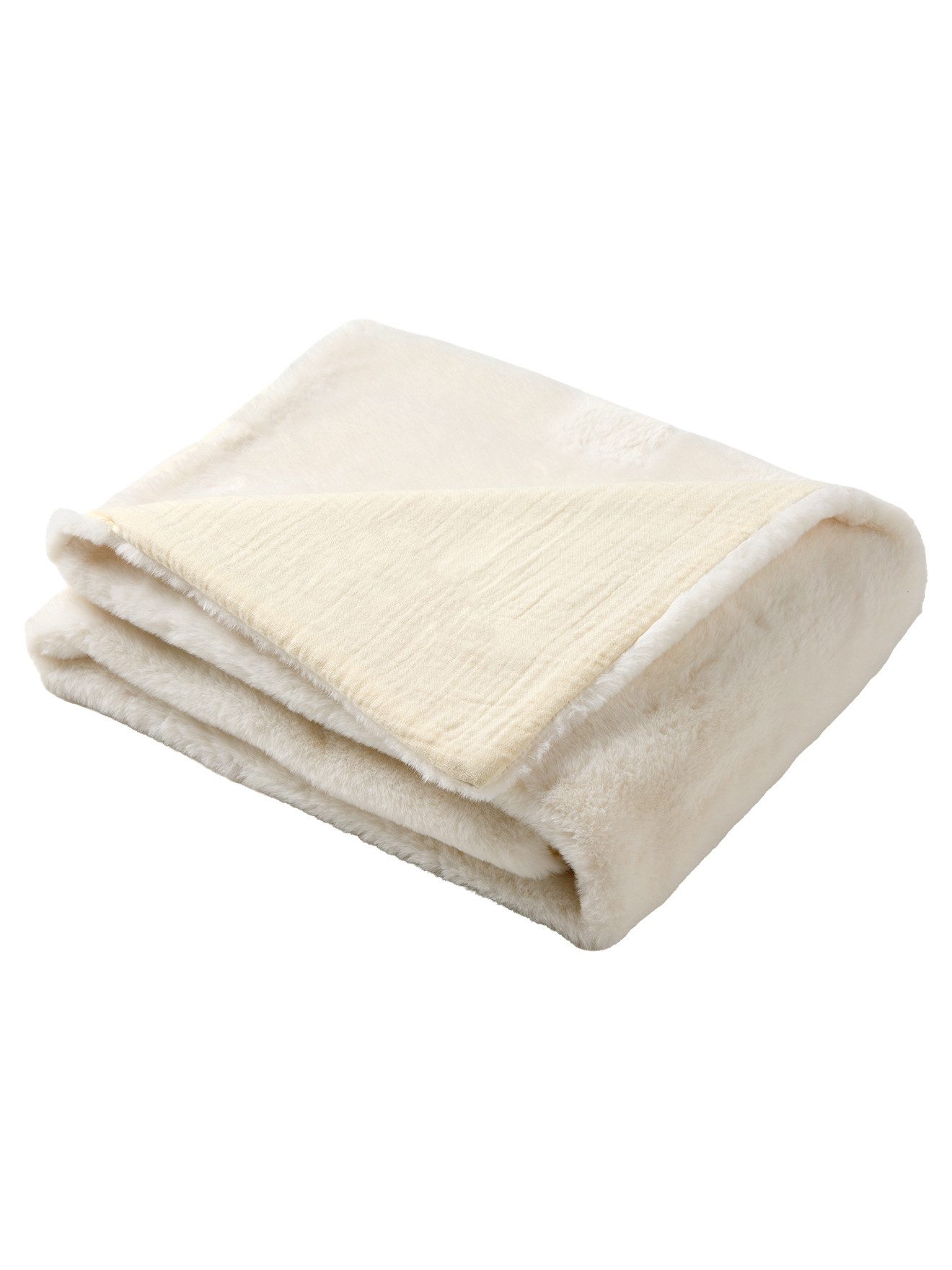 Babydecke Baby Decke aus Musselin und Webpelz, vertbaudet