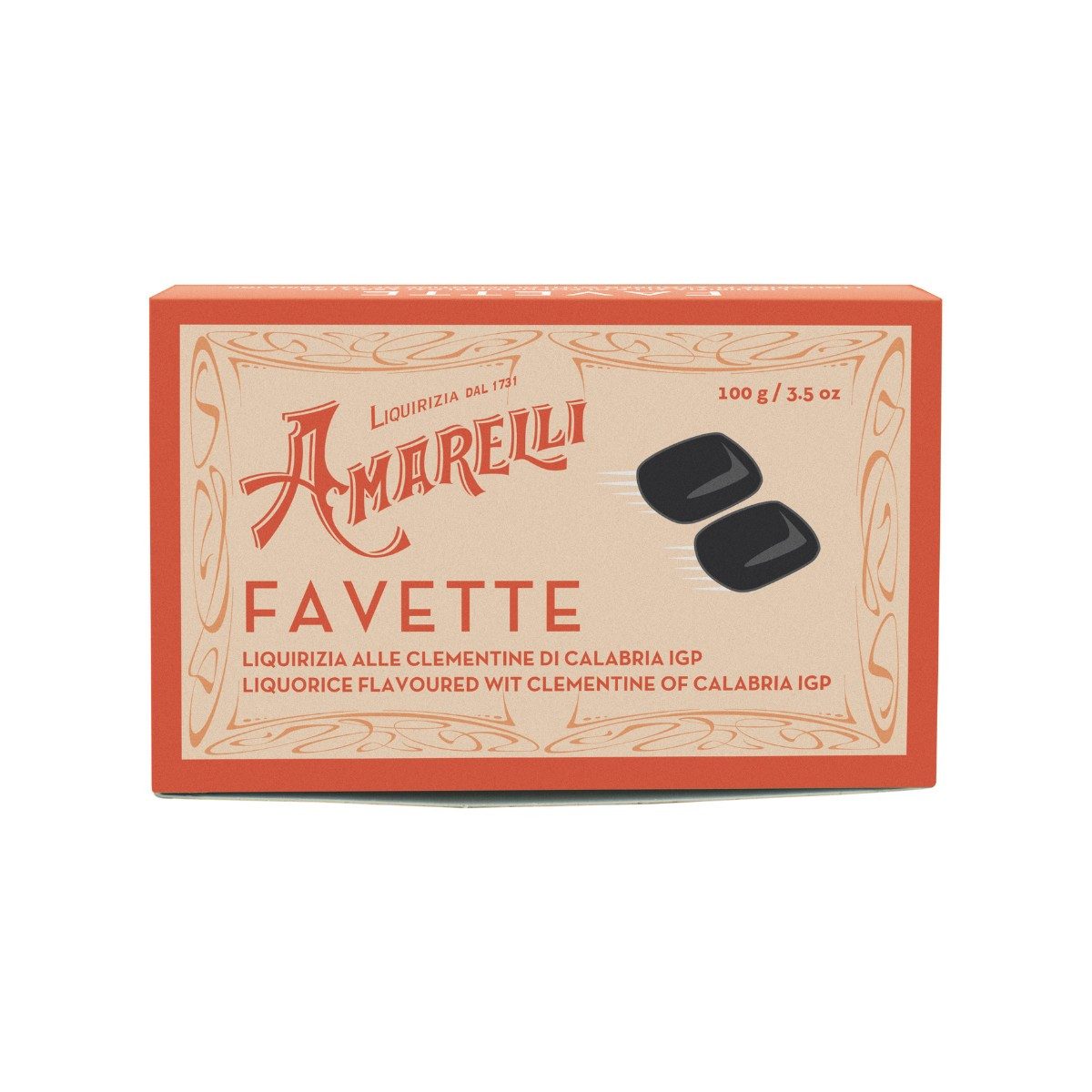 Amarelli Süßigkeit Amarelli Favette Clementine, Hartes Lakritz Clementine 100g, 100 g