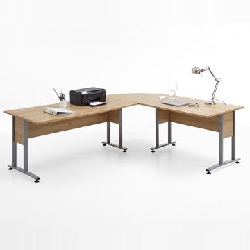 Lomadox Schreibtisch COLUMBUS-10, Büro-Winkelschreibtisch 120x160cm in Alteiche Nb. - : 240x75x200 cm