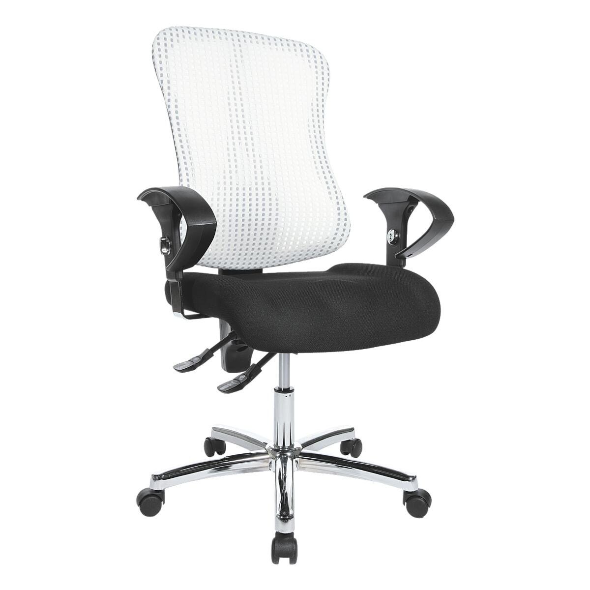 TOPSTAR und Schreibtischstuhl Muldensitz 90, Armlehnen, Sitness mit 3D-Sitzmechanik weiß-schwarz