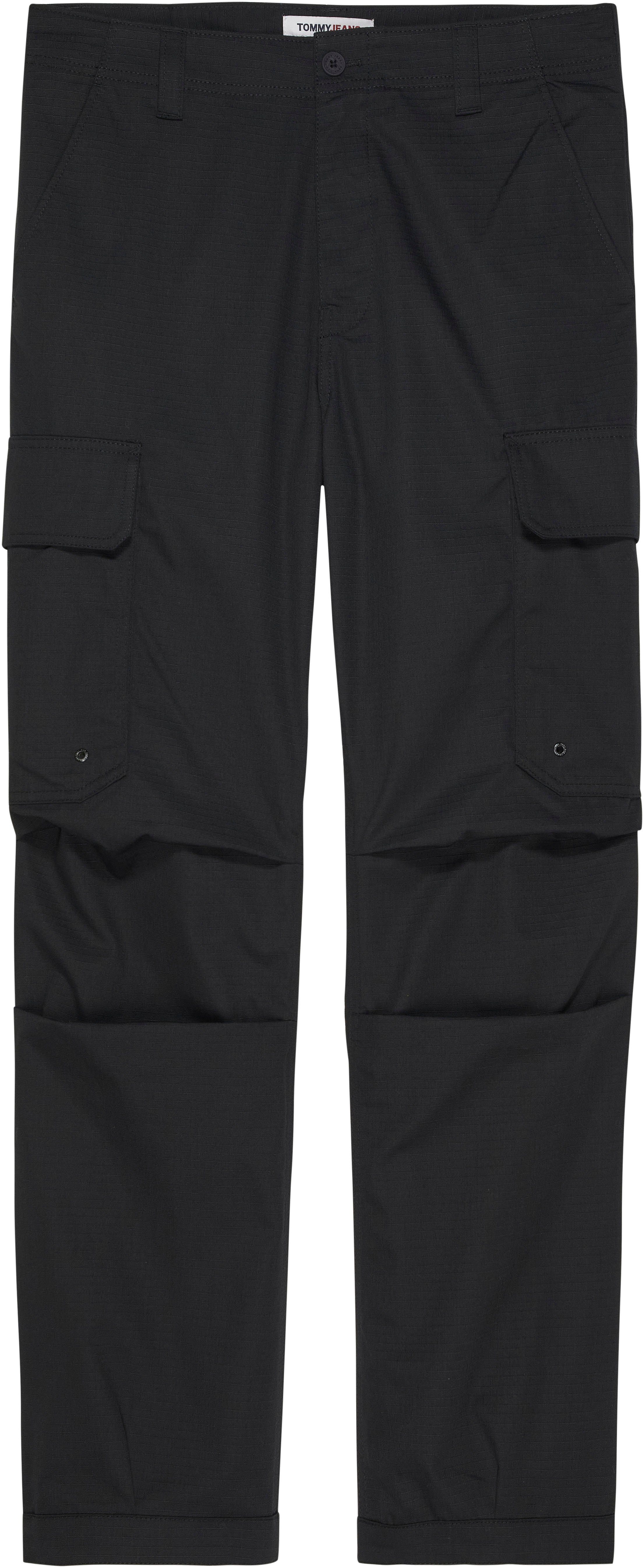 CARGO Struktur BAGGY TJM Stoff feiner im PANT Jeans Cargohose Black mit AIDEN Tommy