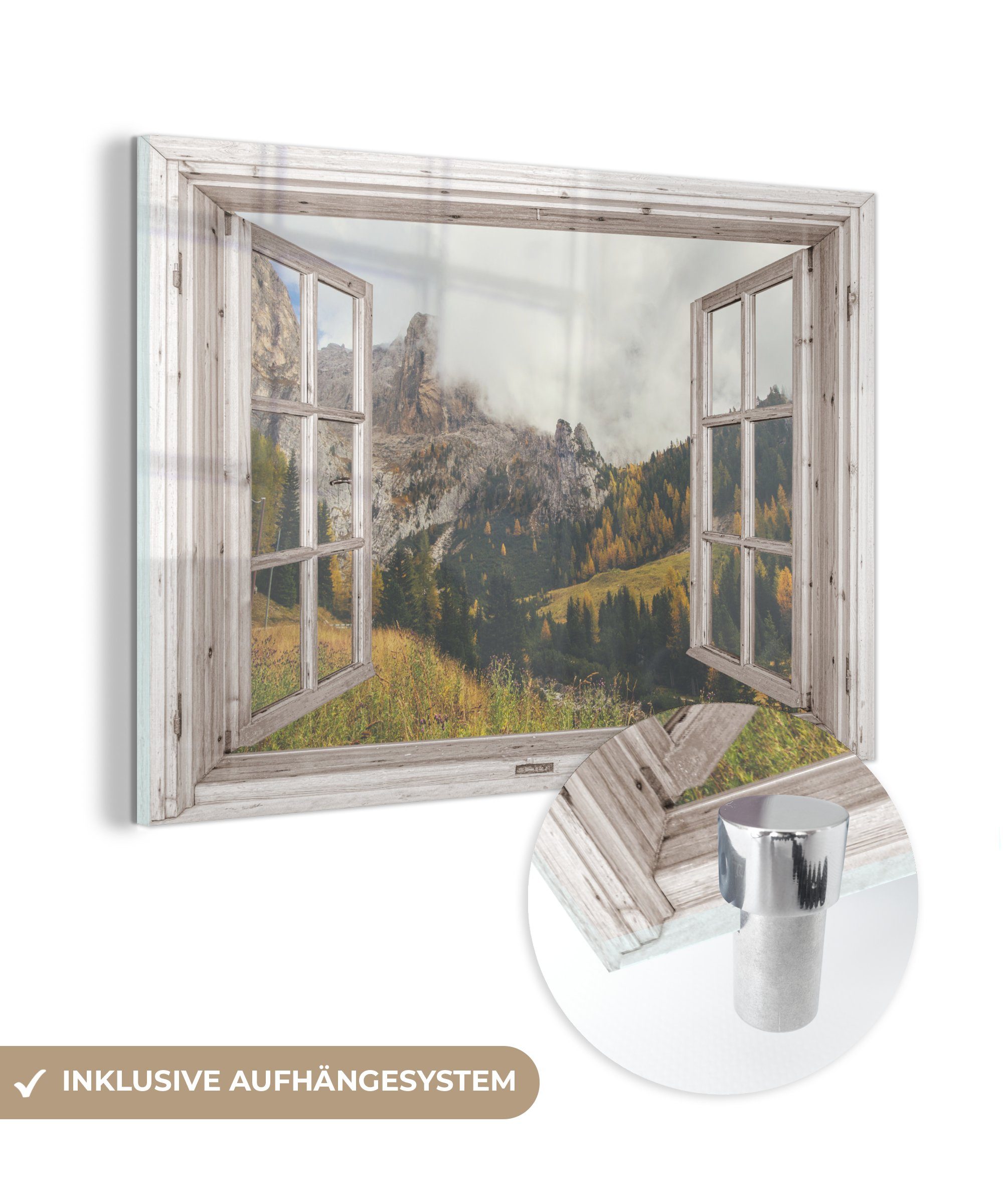 MuchoWow Acrylglasbild Aussicht - Wald - Herbst, (1 St), Glasbilder - Bilder auf Glas Wandbild - Foto auf Glas - Wanddekoration
