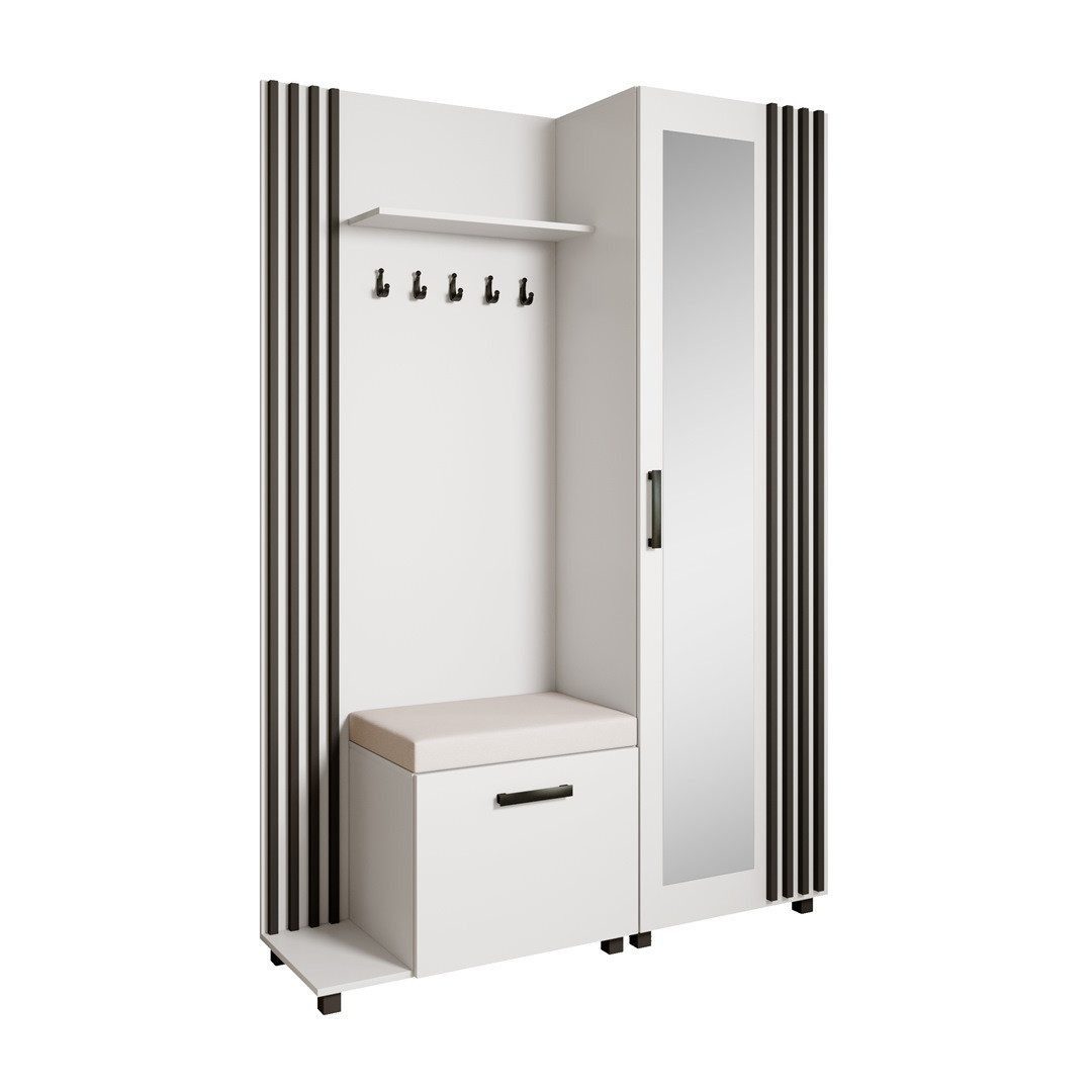 Beautysofa Garderoben-Set Livia – Design, Funktion und Ordnung in Perfektion, (Geräumiger Schuhschrank, mit praktischer Kleiderstange)