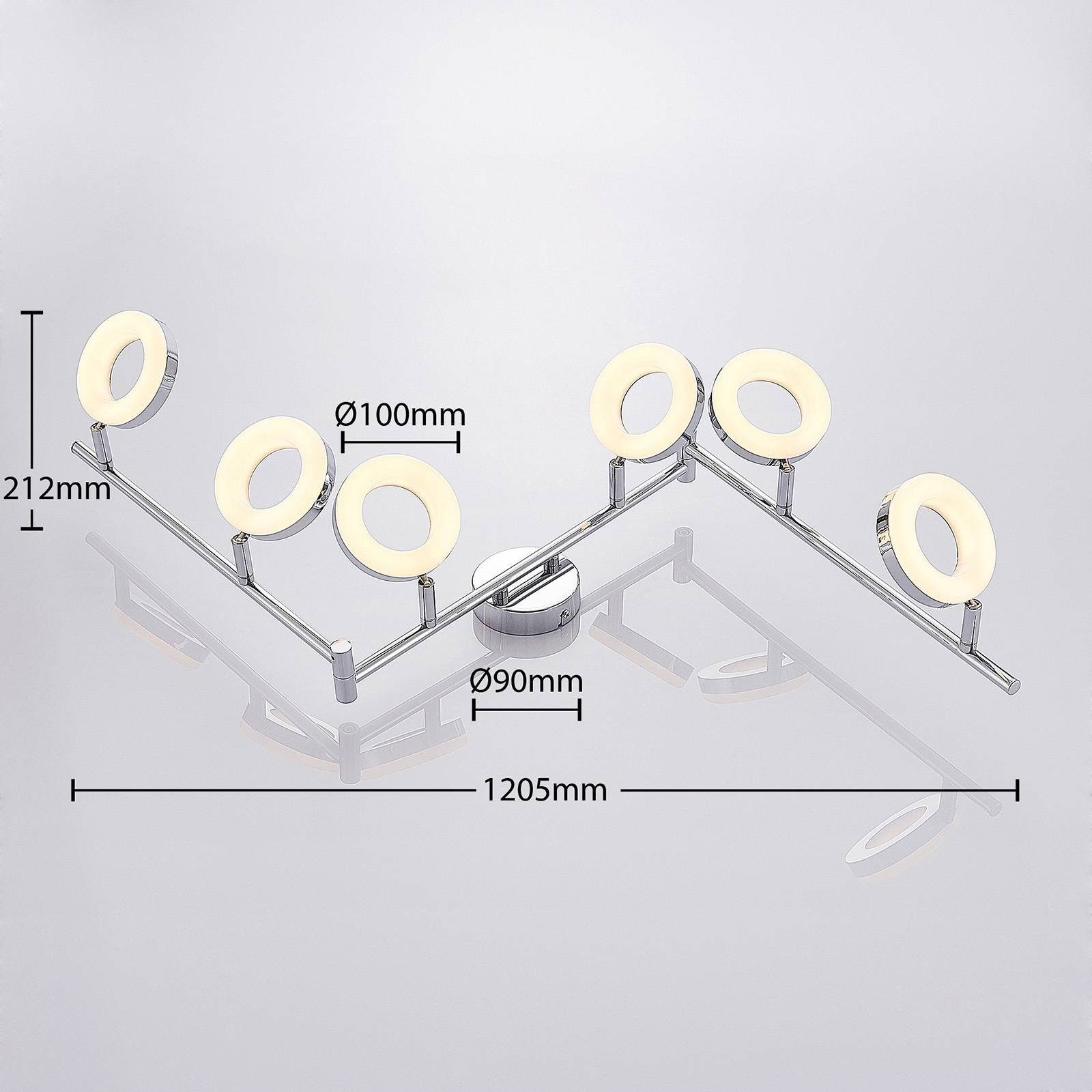 ELC European Lighting Circle LED chrom, LED-Leuchtmittel 6 Leuchtmittel flammig, Tioklia, verbaut, fest Stahl, Metall, inkl. warmweiß, Einbaustrahler Modern