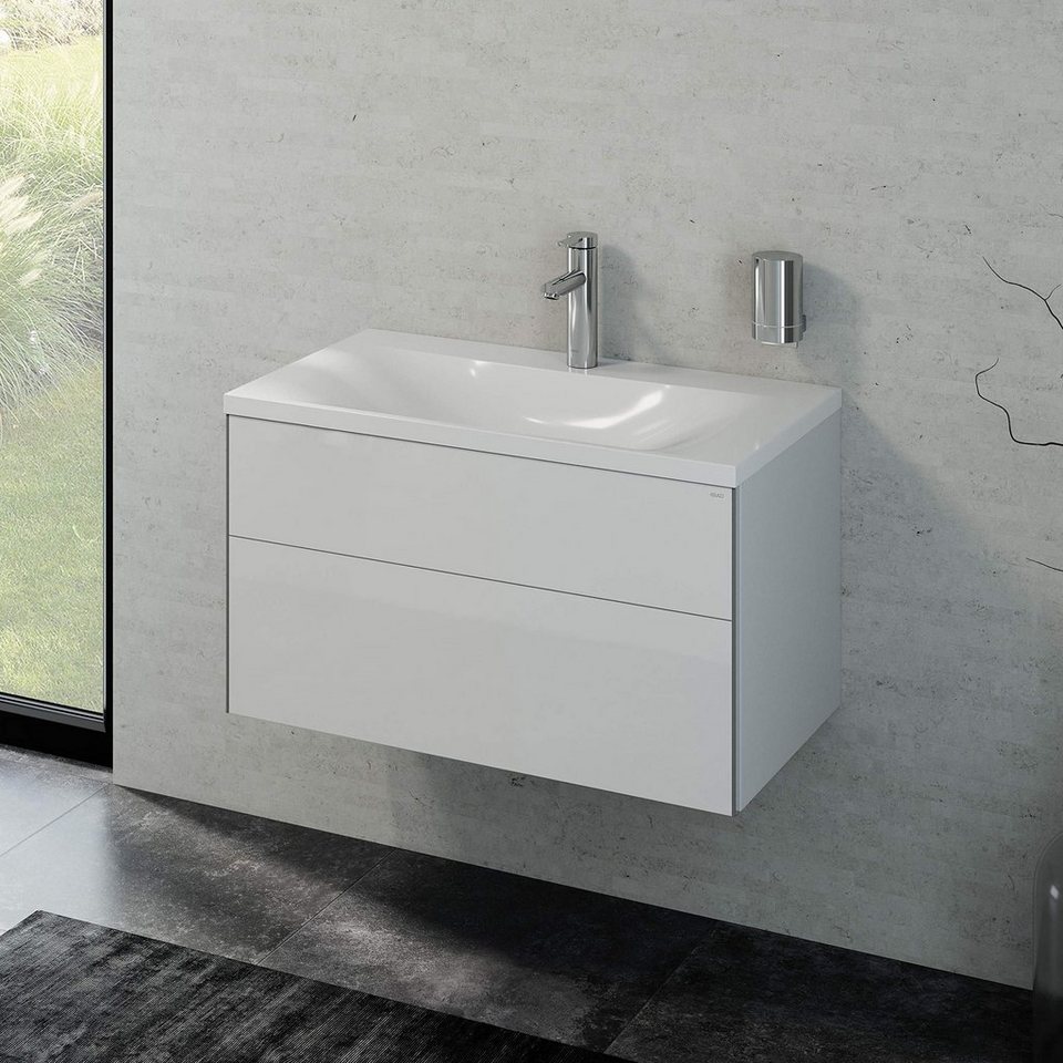 Keuco Badmöbel-Set Royal Reflex, (2 teilig, Badmöbel Set - Waschbecken,  Unterschrank), Waschtisch mit Waschtischunterbau, weiß hochglanz, 80 cm