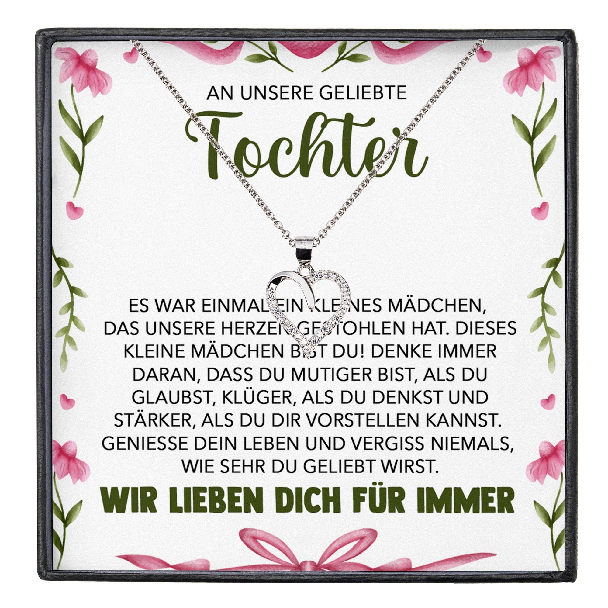 Schmuckset Unsere Tochter Geschenk von Mama Papa Mädchen Frauen Herz Halskette