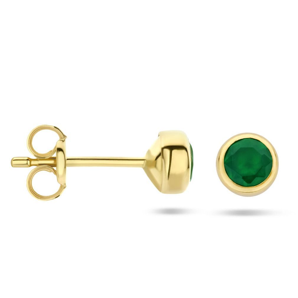NICEANDnoble Paar Ohrstecker 585er Gelbgold Ohrstecker grüner Achat