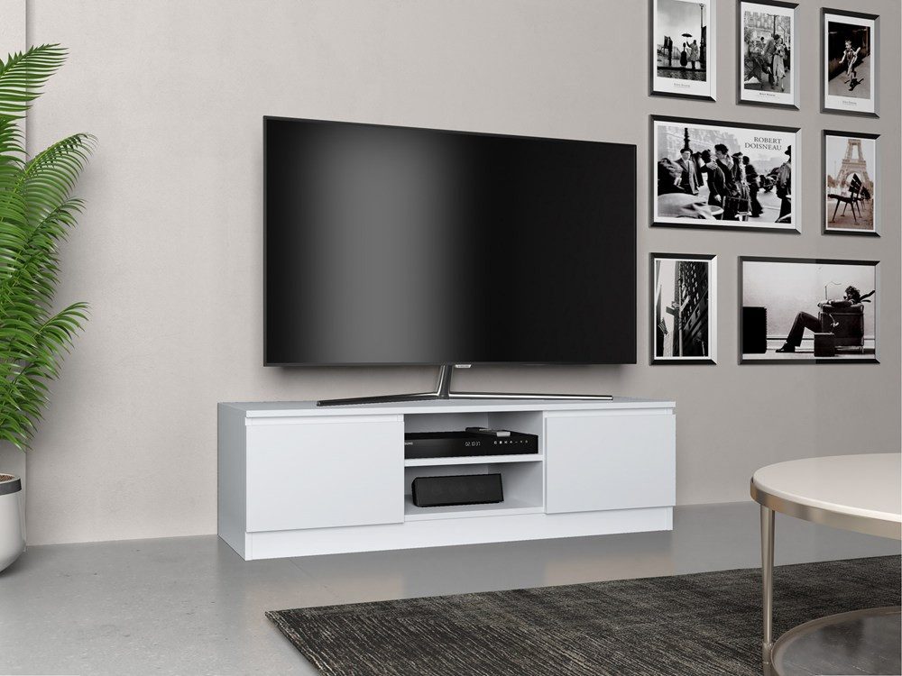 Raumhirsch Furniture Lowboard Fernsehschrank, TV-Kommode, TV Schrank 120 cm (Maße 120 x 40 x 36 cm, einfache Montage), 2 Türen, Offenes Fach, Kabelöffnung – Bild 3 von 4