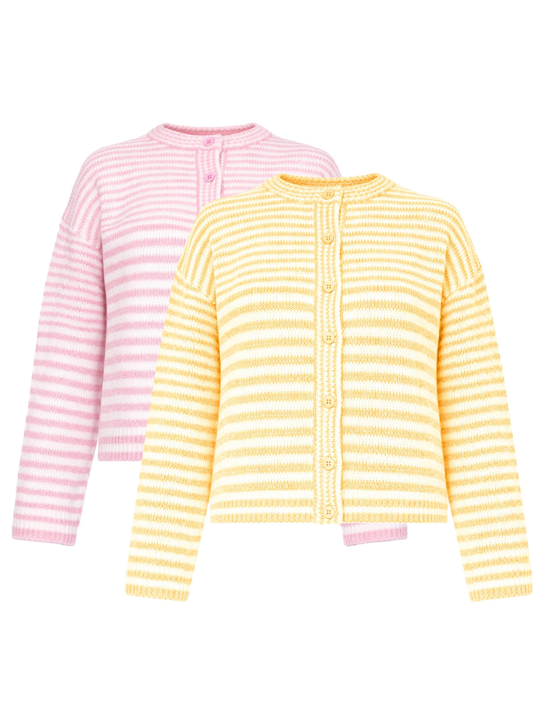 Cardigan Strickjacke mit grafischem Streifenbild Set Damen