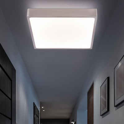 Globo LED Deckenleuchte, LED-Leuchtmittel fest verbaut, Neutralweiß, Design LED Aufbau Panel Lampe Wohn Zimmer Decken Leuchte ALU silber
