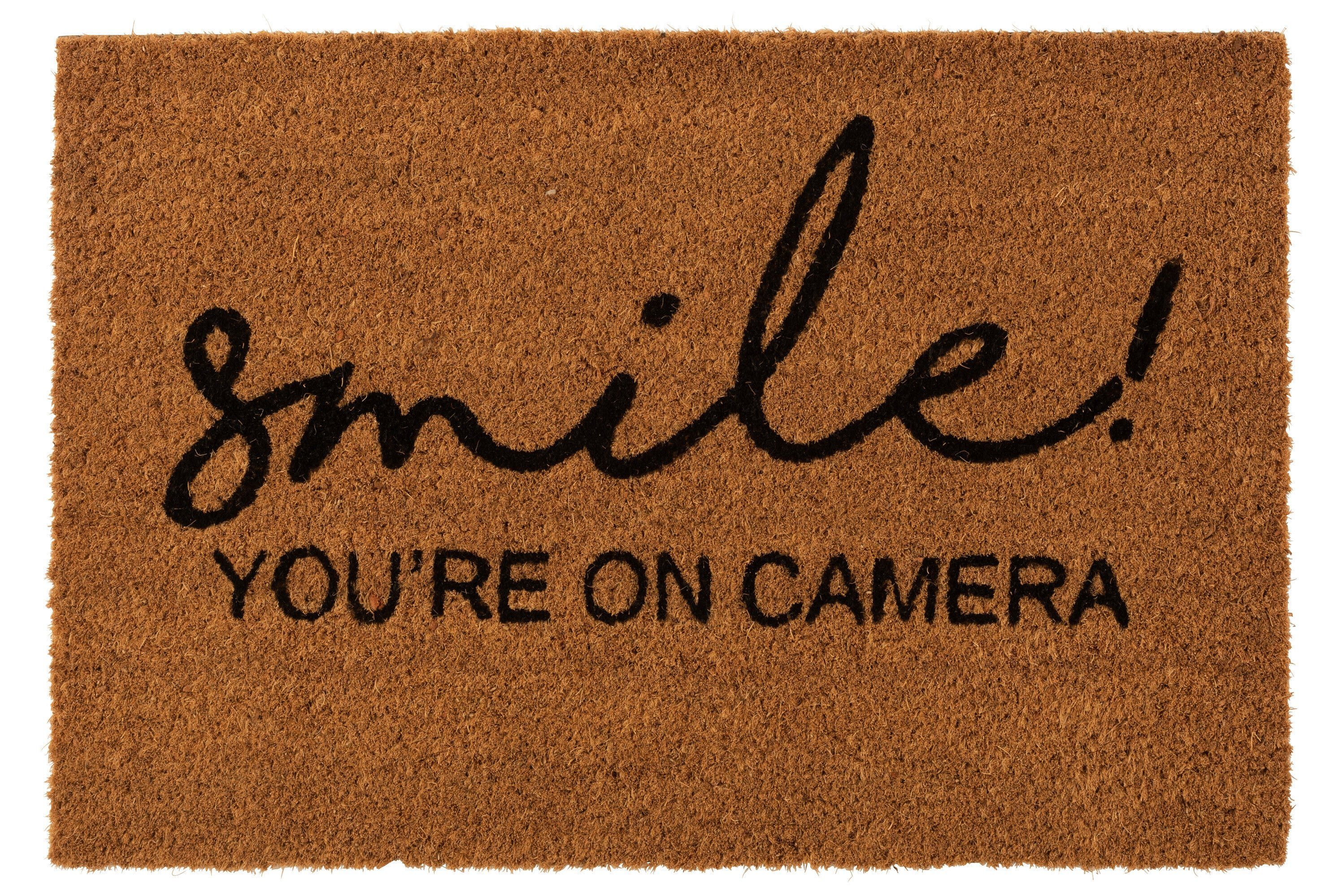 GILDE Dekoobjekt die Die Kokos mit Kamera Fußmatte für Lächeln Botschaft originelle
