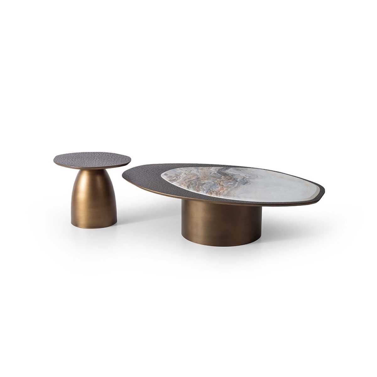 Xlmoebel Couchtisch Elegantes Set aus zwei Tischen mit einzigartigen Tischplatten (Set, 2-St., 2-teilig), Made in Europa