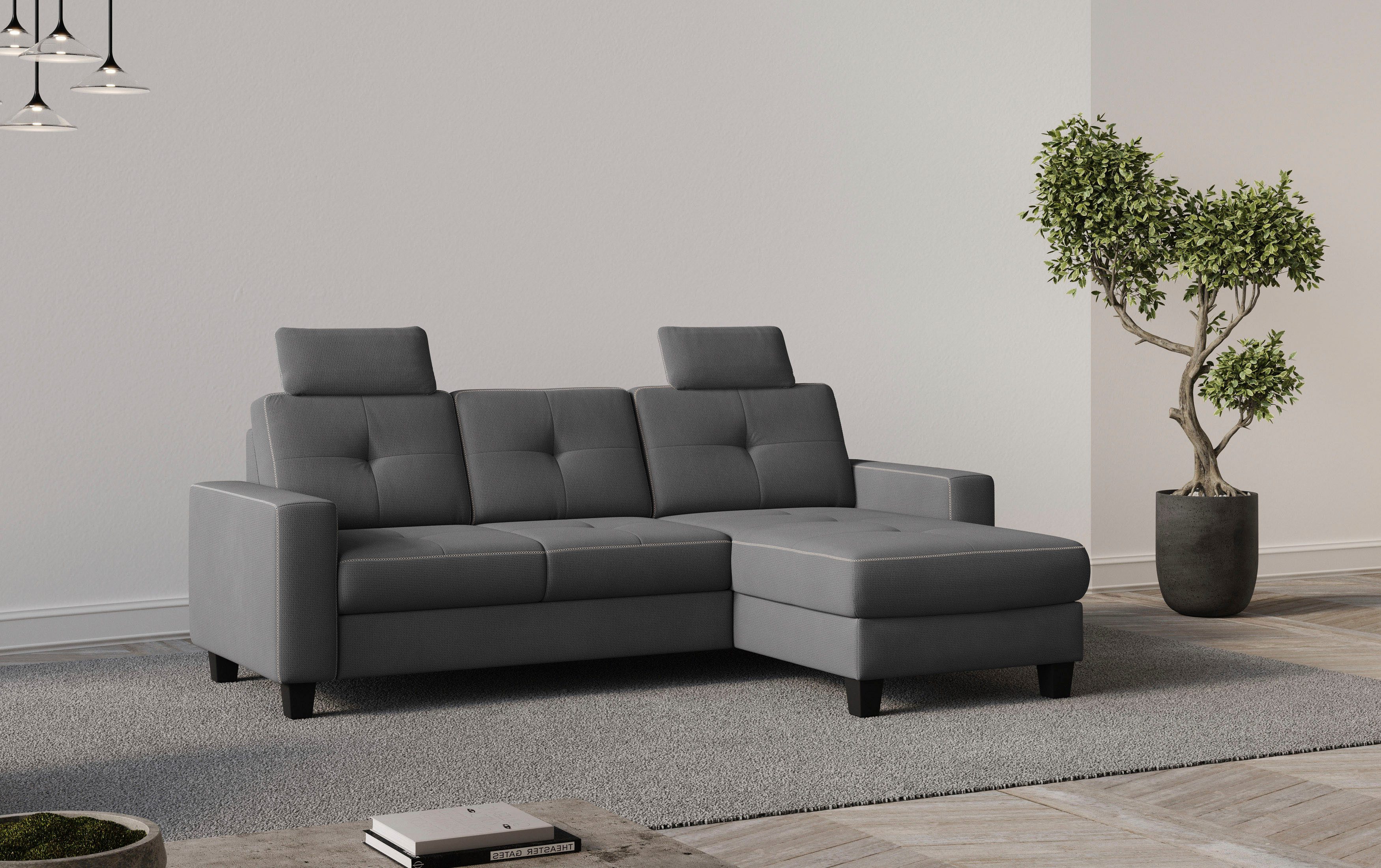 Places of Style Ecksofa "Varese L-Form", wahlweise mit Bettfunktion und Bet günstig online kaufen