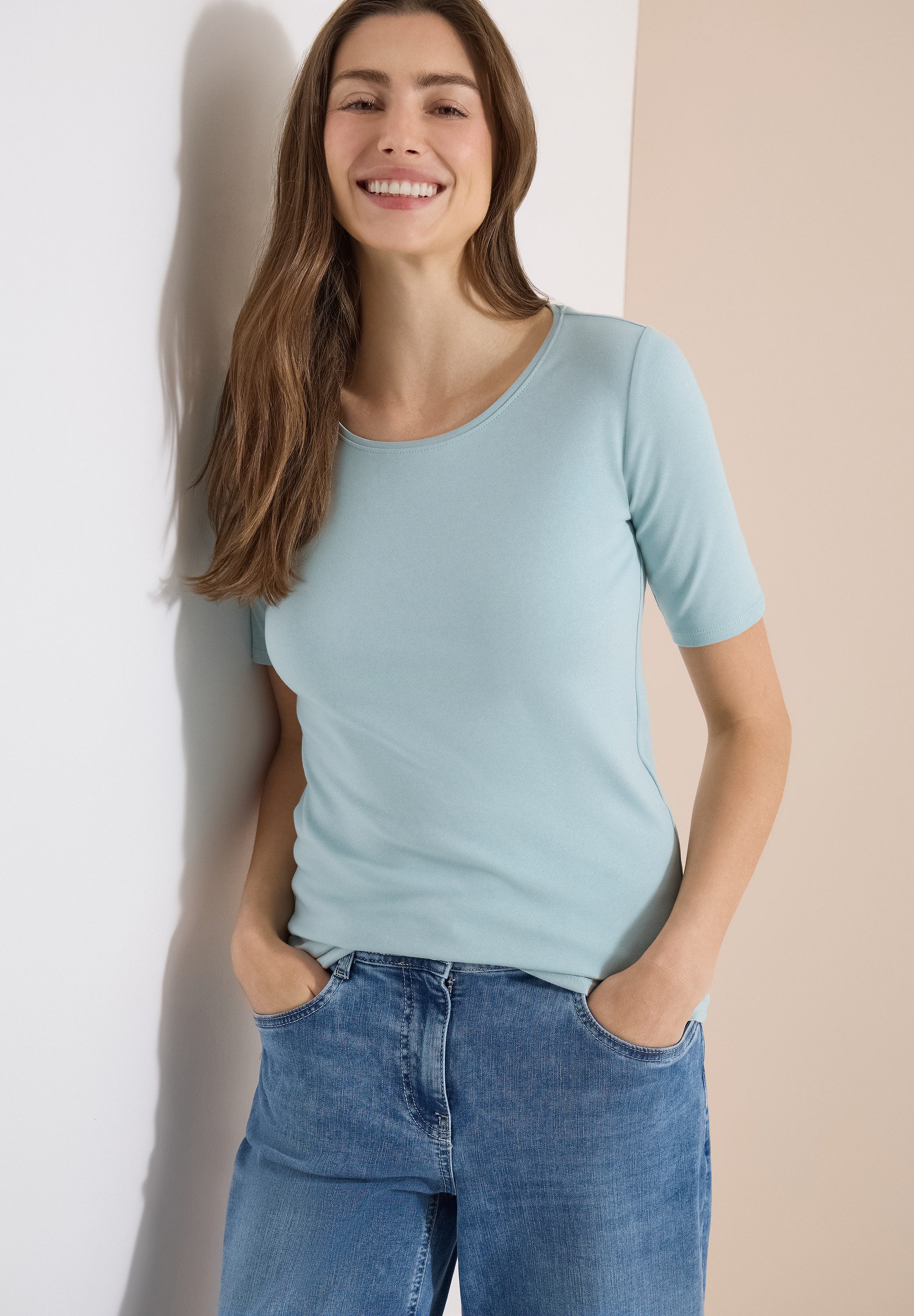 CECIL T-Shirt Style Lena mit klassischem Rundhalsausschnitt