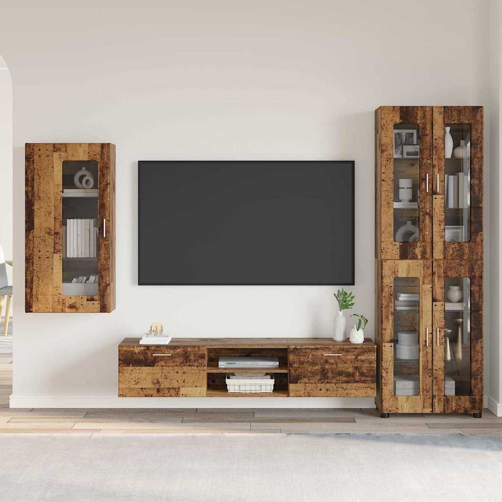 vidaXL Wohnzimmer-Set TV-Schrankset mit Schubladen FLORIN 3 pcs Altholz Holzwerkstoff, (3-St)