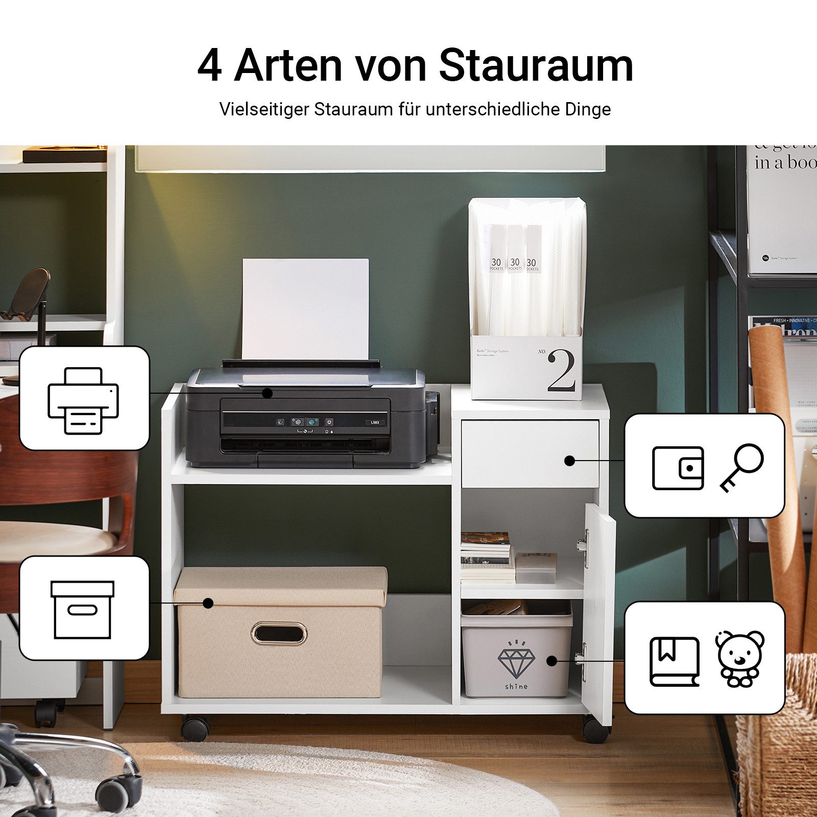 SoBuy Aktenschrank ASK02 Aktenschrankwagen Druckertisch Druckerständer günstig online kaufen