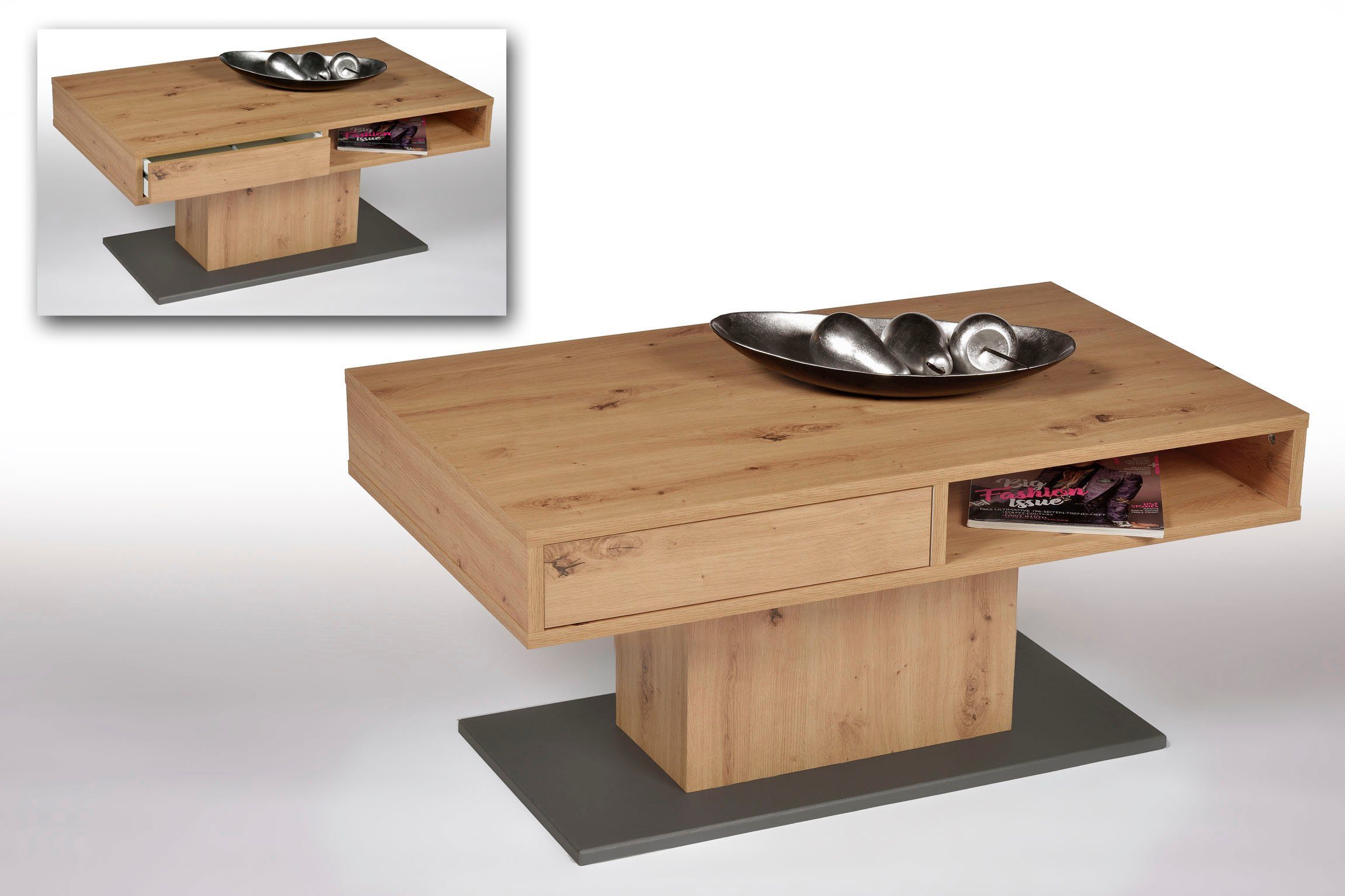 Holz PRO Funktion in Schubkasten Line Eiche Artisan Couchtisch, Dekor, mit aus Push-to-open