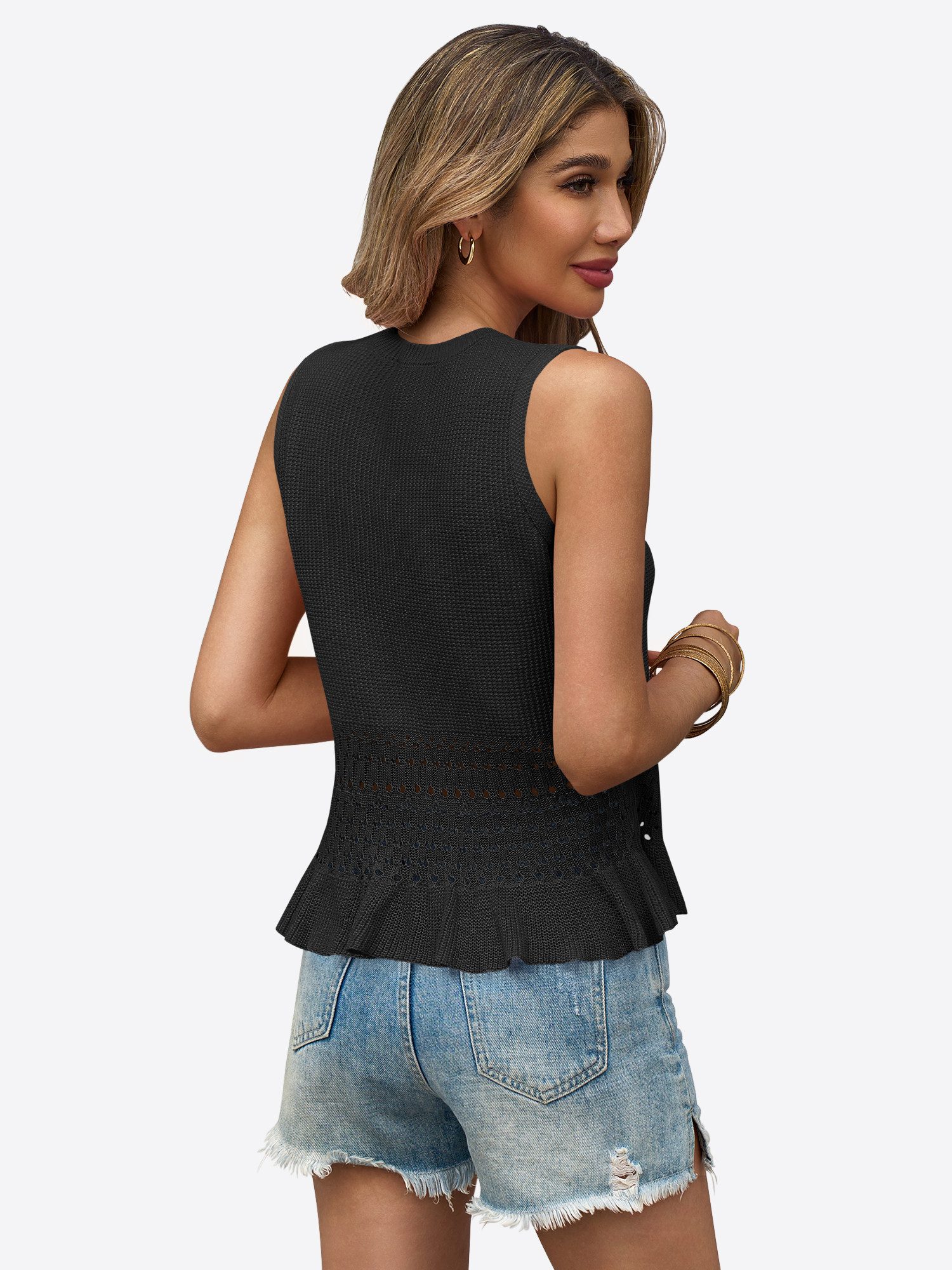 Imily Bela Strickweste Damen Weste mit Rundhals und Volant (Packung, 1-tlg. günstig online kaufen