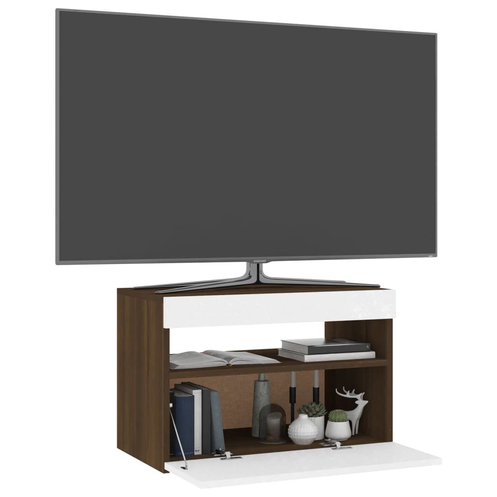 Lowboard Braun cm LED-Leuchten TV-Schrank TV-Schrank mit Eichen-Optik 60x35x40 Fe vidaXL