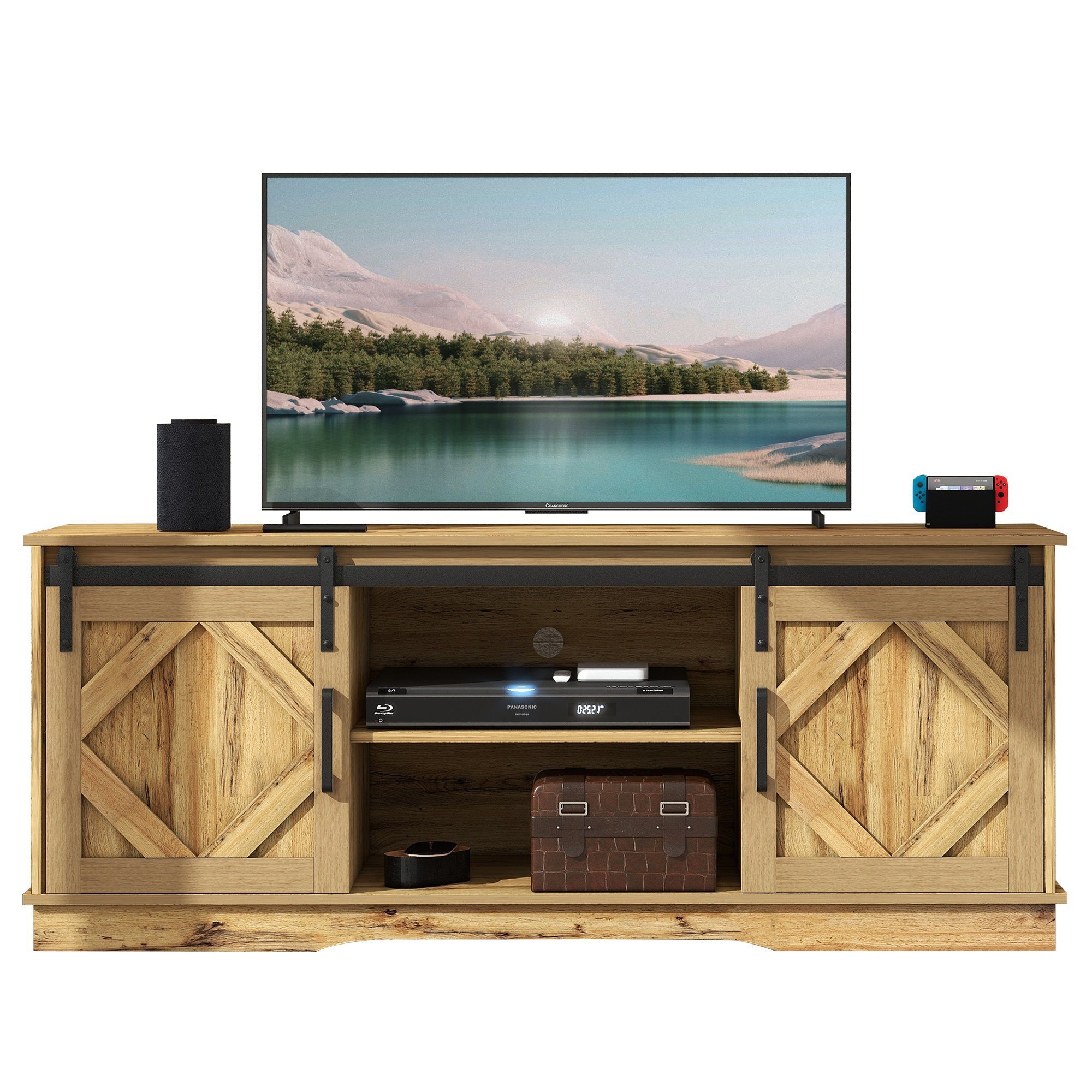 Merax Lowboard TV-Schrank, Fernsehtisch mit Schiebtüren, günstig online kaufen