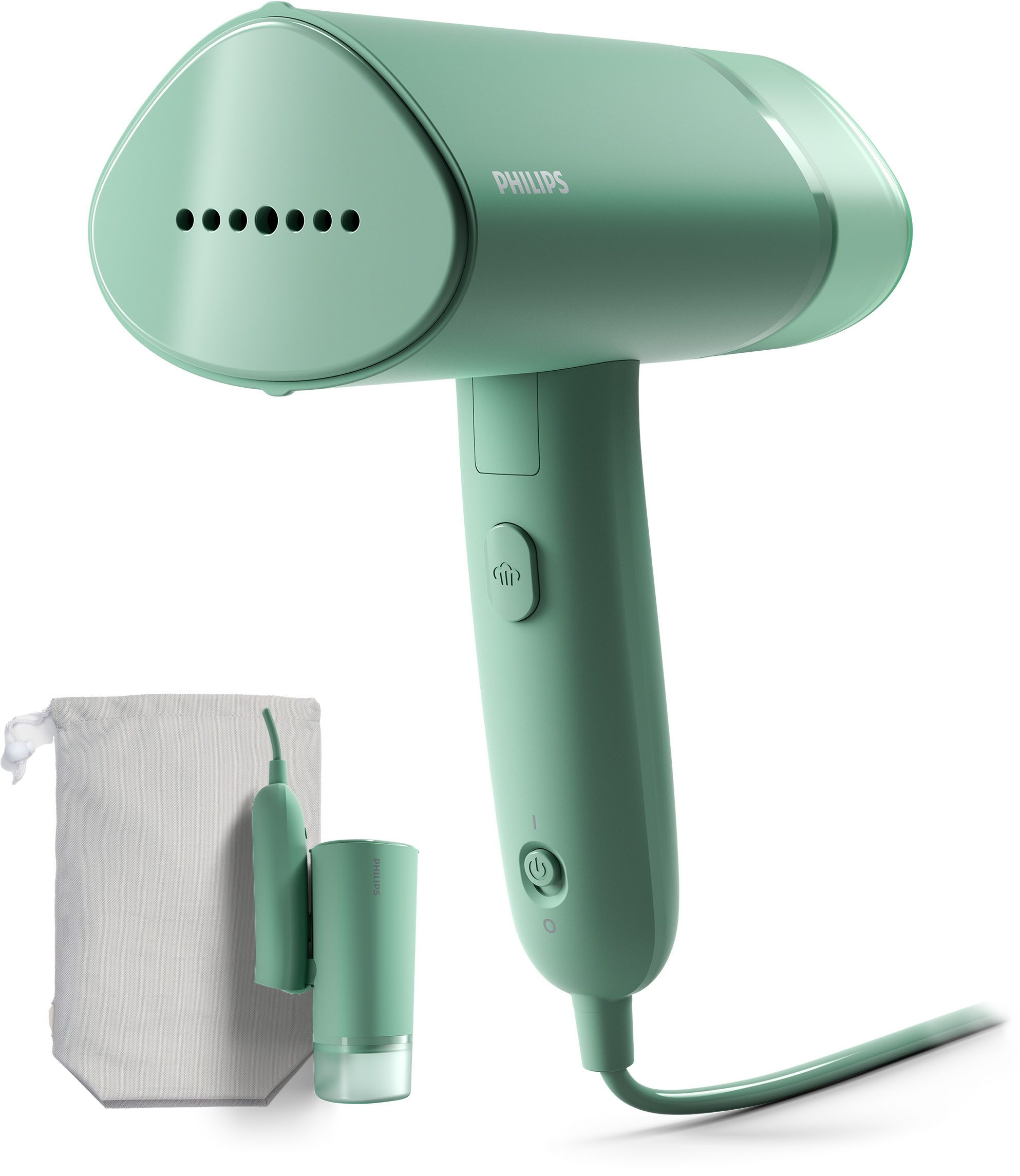 Philips Dampfbürste STH3010 "Traveller", 100 ml abnehmbarer Wassertank, 1000 W, kompakter und einklappbarer Steamer, Aufbewahrungstasche inkl.
