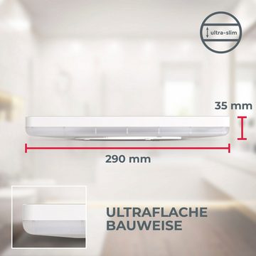 B.K.Licht LED Deckenleuchte BK_DB1559 LED Bad-Deckenlampe, mit Backlight, Ultraflach, LED fest integriert, Neutralweiß, Indirektes Licht, 18W, 4.000K, 2400Lm, IP44, L:29cm